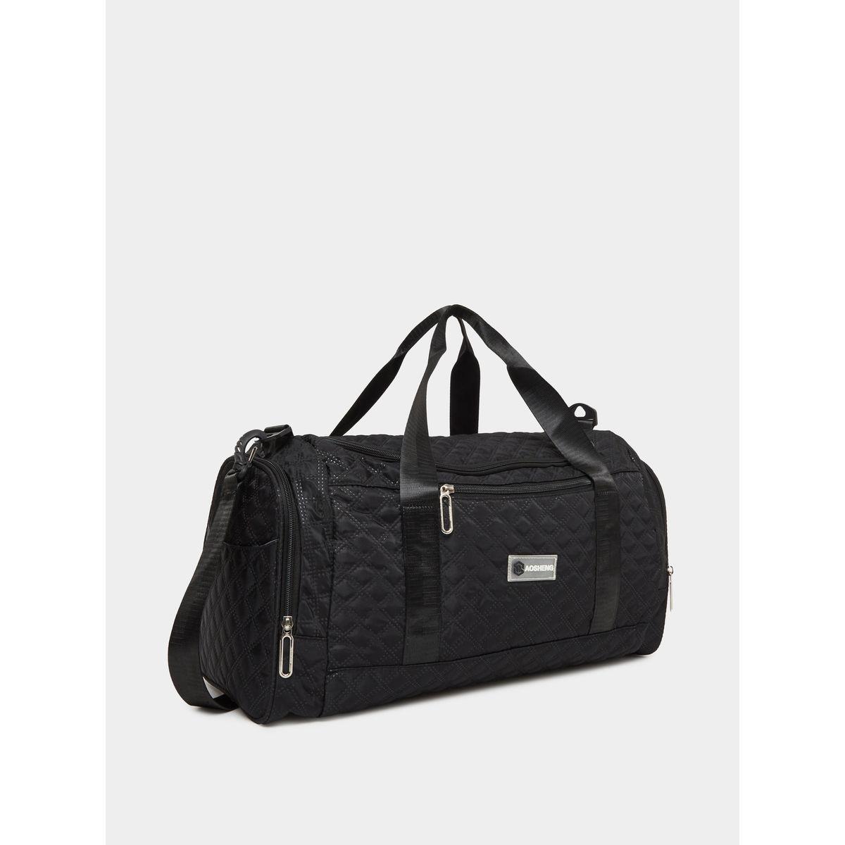 Styli Quilted Gym Bag with Zip Closure-women-bagsandwallets-handbags-image-1