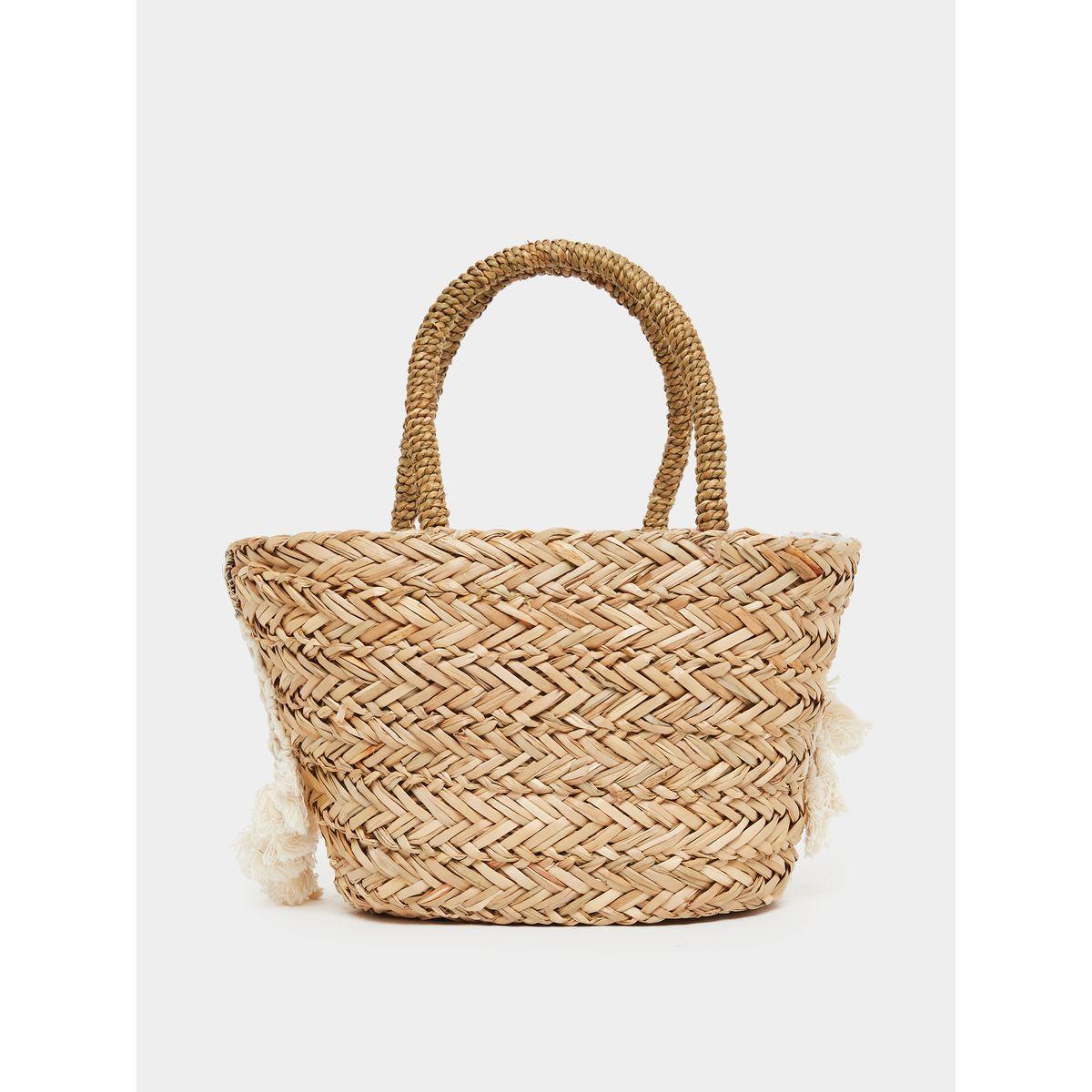 شنطة قش للشاطئ مزينة بشراشيب-women-bagsandwallets-handbags-image-2