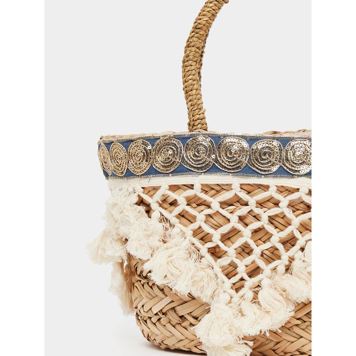 شنطة قش للشاطئ مزينة بشراشيب-women-bagsandwallets-handbags-image-3