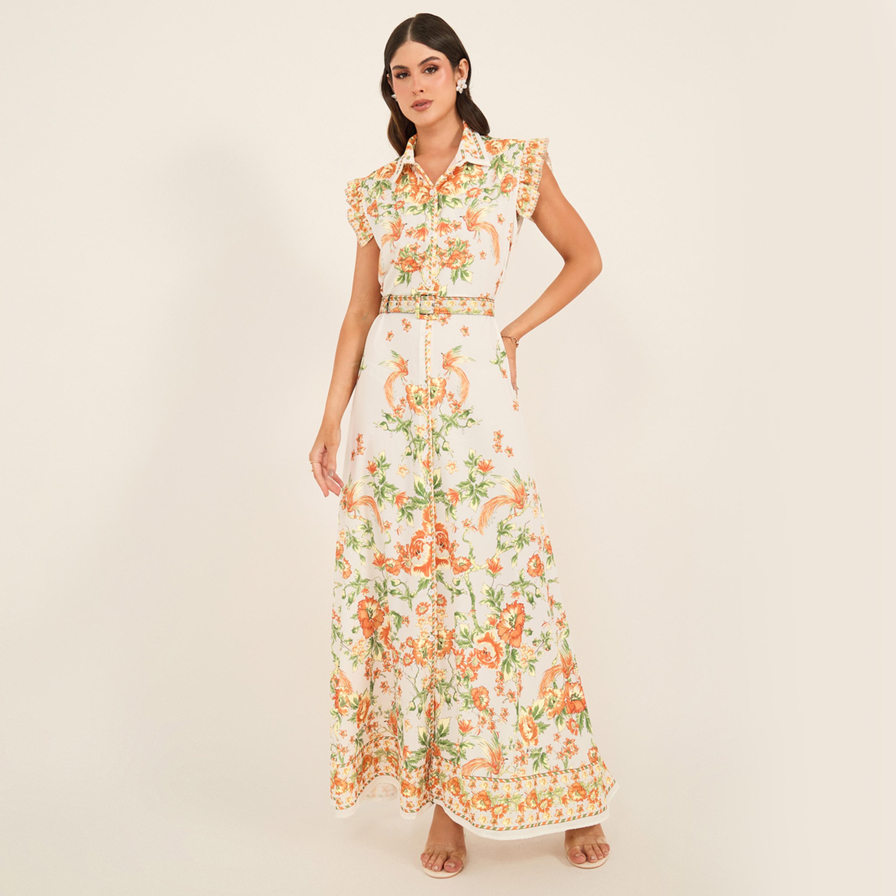 ستايلي-  فستان ماكسي بطبعة زهور بدون أكمام-women-clothing-dresses-image-2