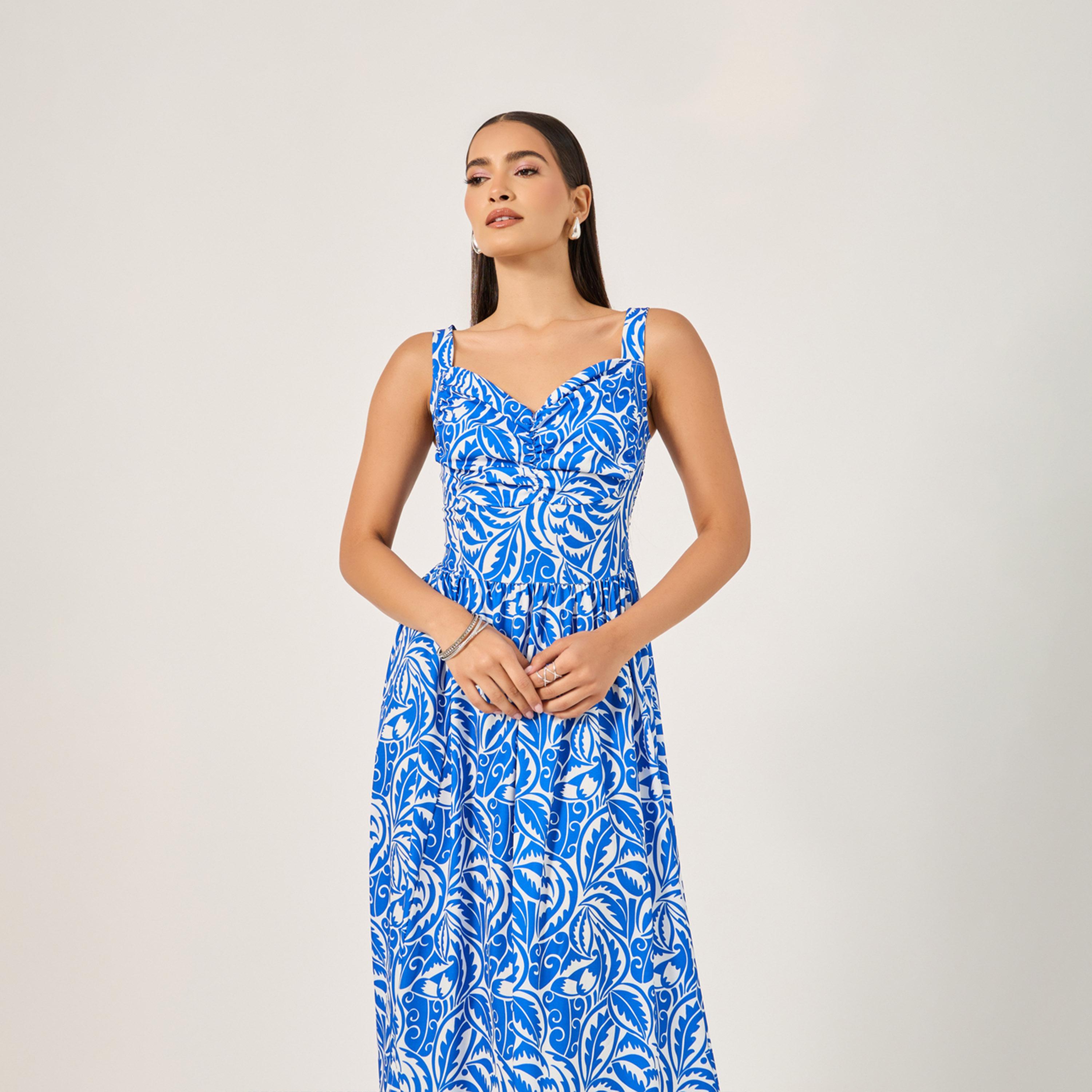 Styli All Over Print Sleeveless A-Line Maxi Dress with Smocked Back-women-clothing-dresses-image-3