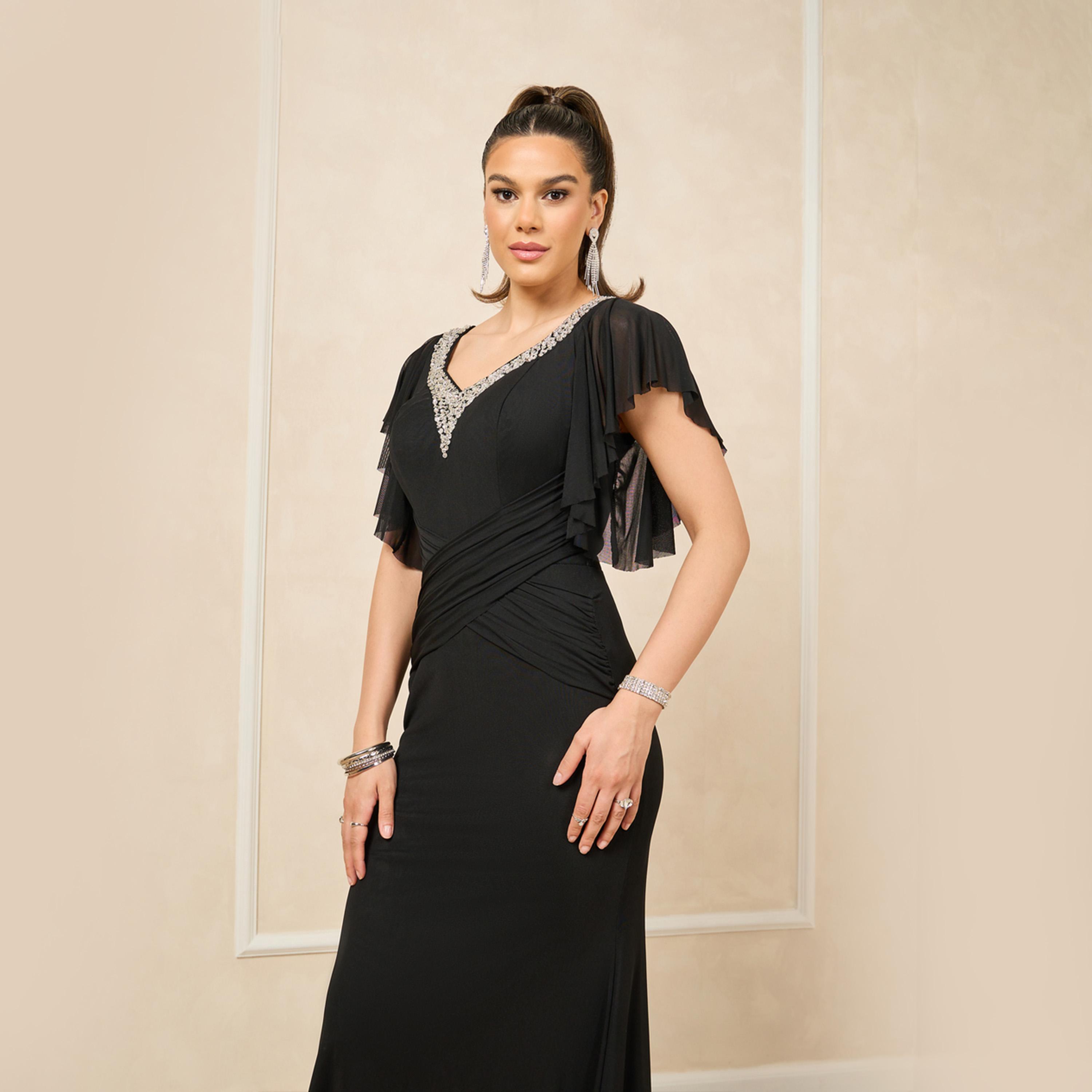 ستايلي - فستان ماكسي مزين بفتحة رقبة بشكل قلب وقصة A-women-clothing-dresses-image-3