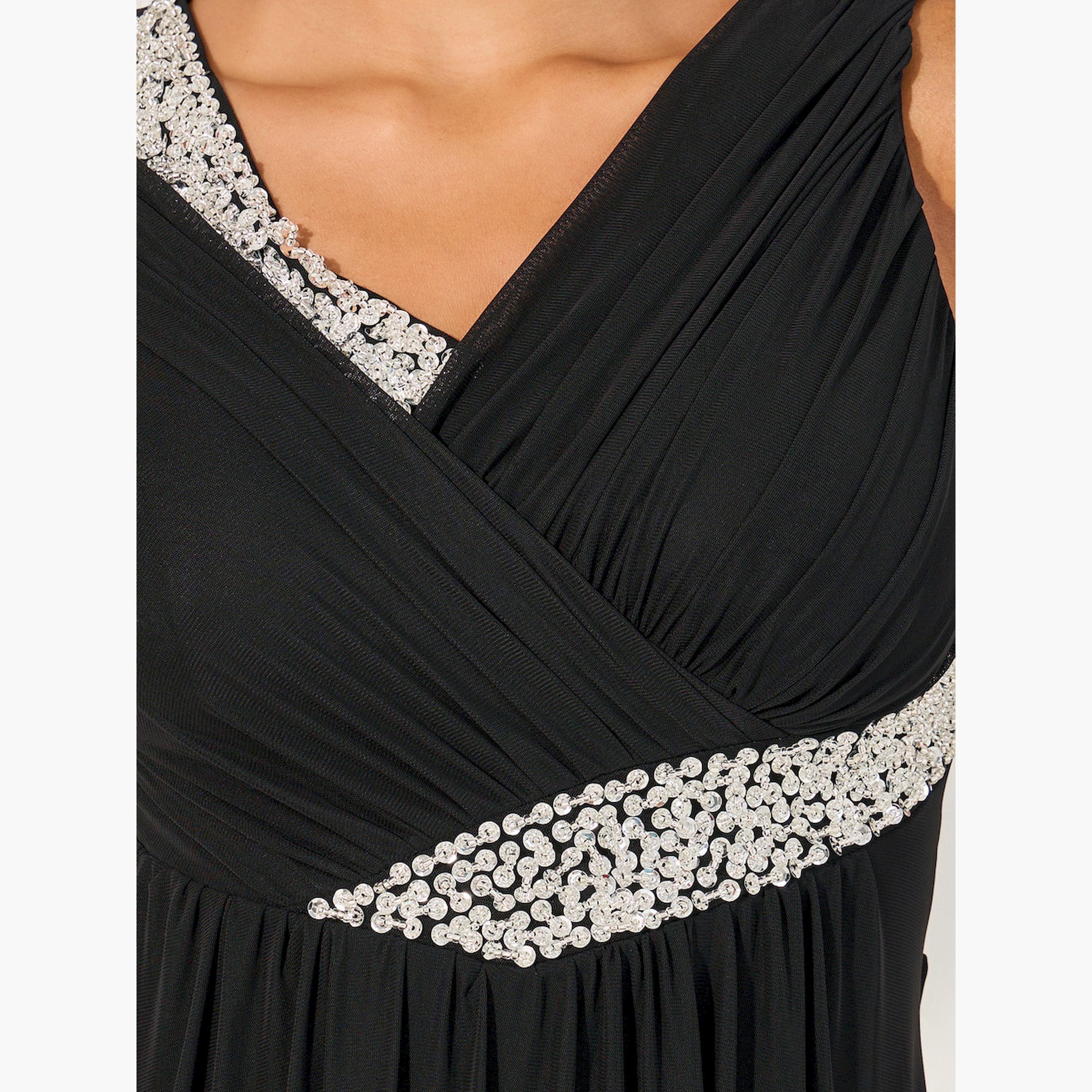 ستايلي - فستان ماكسي مزين بدون أكمام بقصة A-women-clothing-dresses-image-4