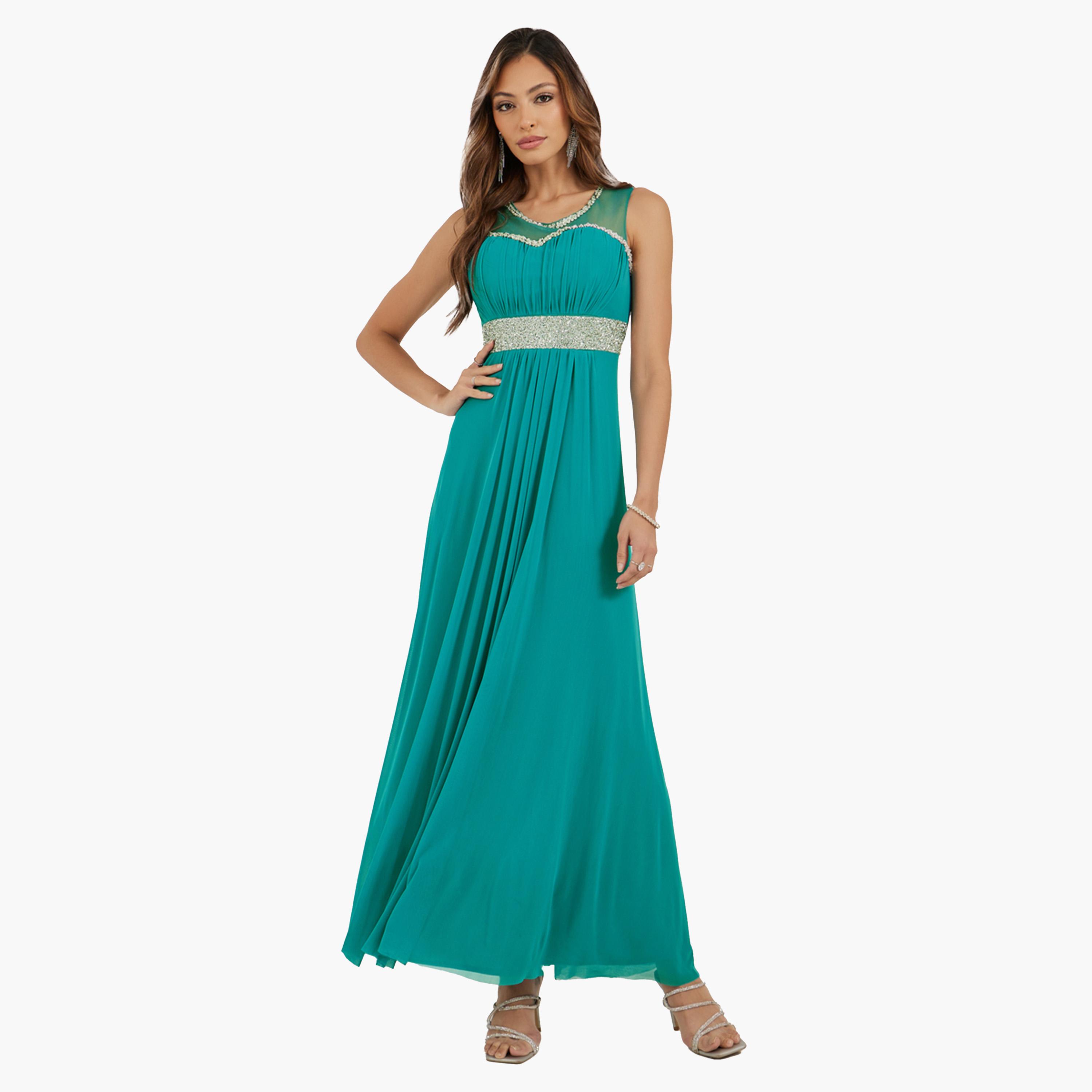 Styli Embellished Sleeveless A-Line Maxi Dress-women-clothing-dresses-image-2