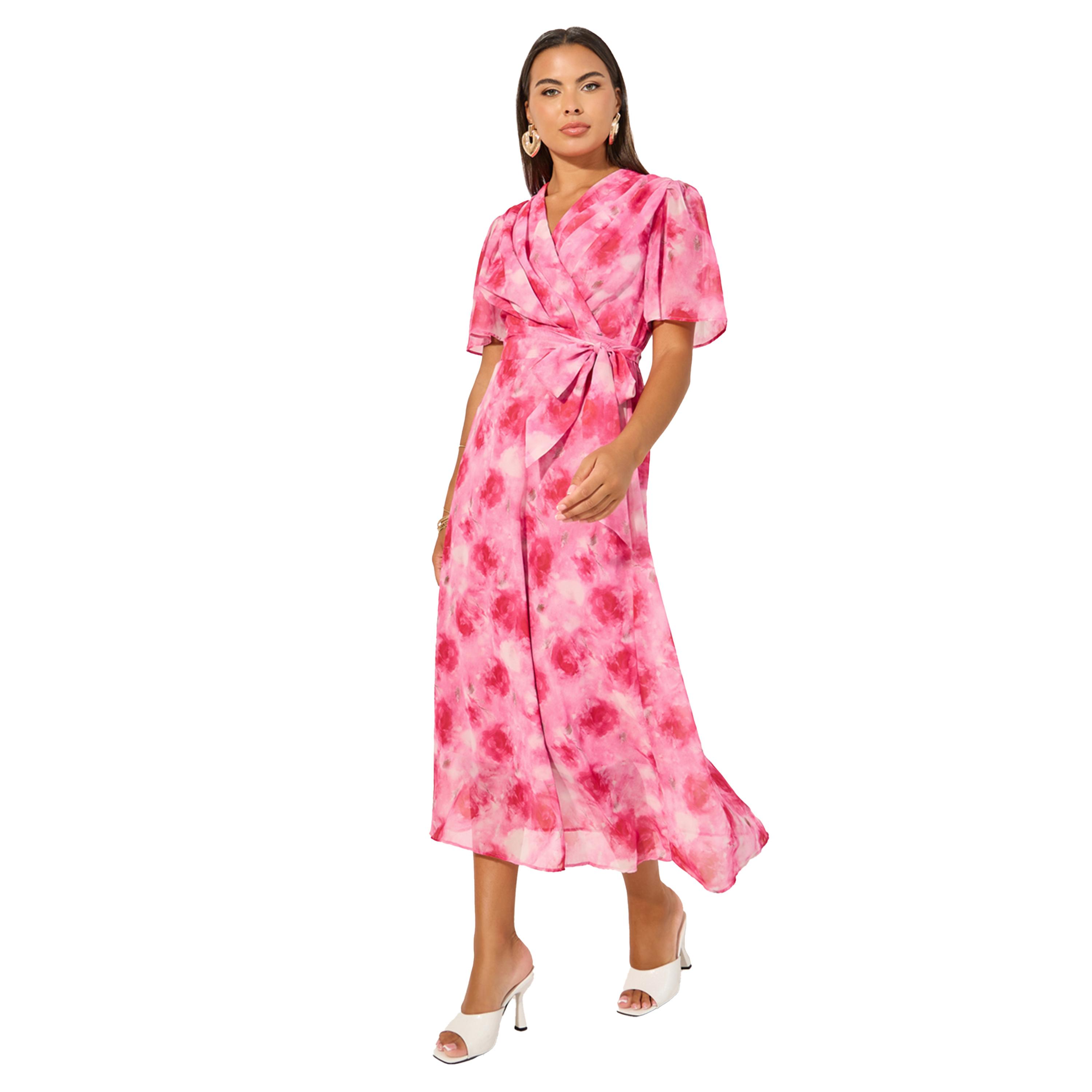 Styli Floral Print Flared Sleeves Wrap Midi Dress-women-clothing-dresses-image-1