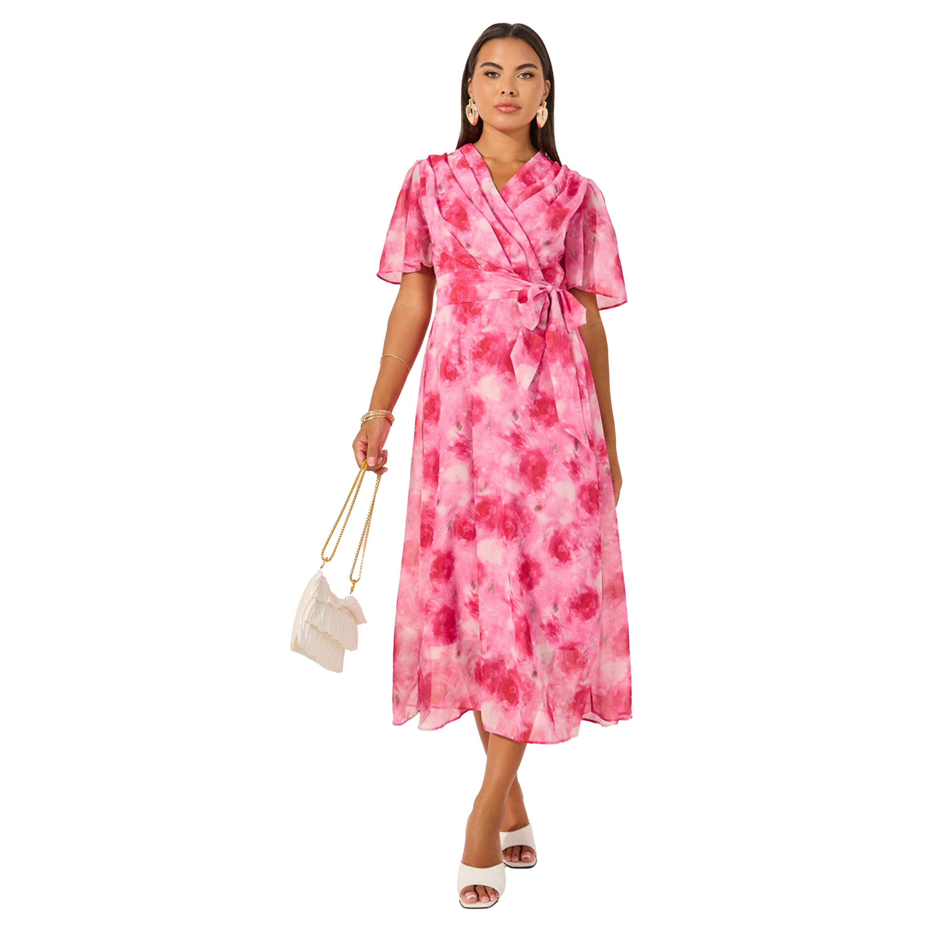 Styli Floral Print Flared Sleeves Wrap Midi Dress-women-clothing-dresses-image-2