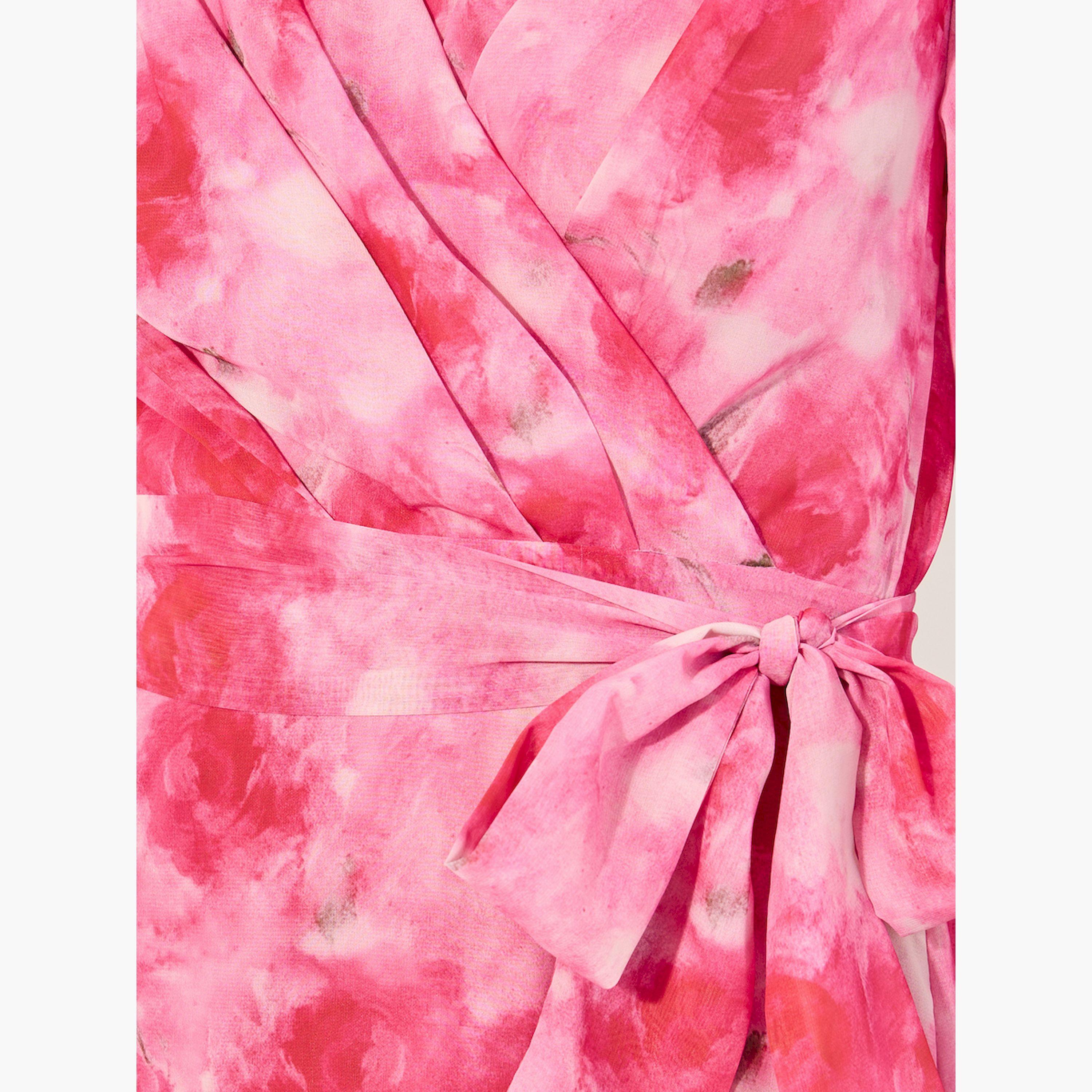 Styli Floral Print Flared Sleeves Wrap Midi Dress-women-clothing-dresses-image-4