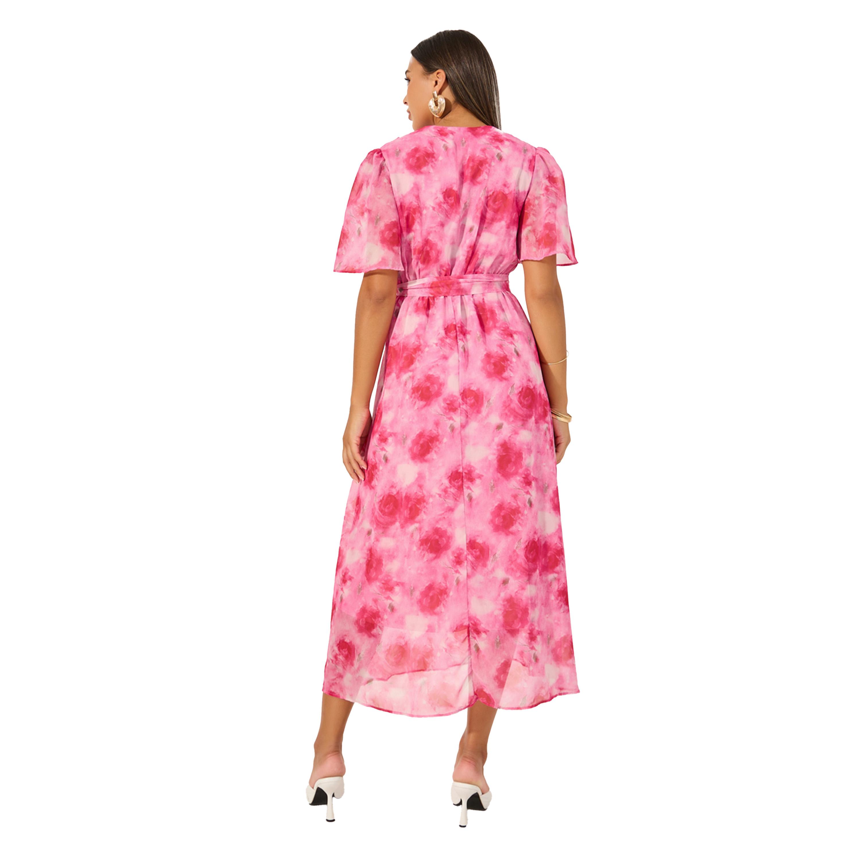 Styli Floral Print Flared Sleeves Wrap Midi Dress-women-clothing-dresses-image-5