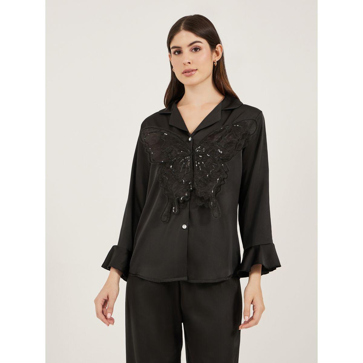 طقم من بنطال وبلوزة ساتان بأكمام طويلة-women-clothing-nightwear-pyjamas-longsets-image-2