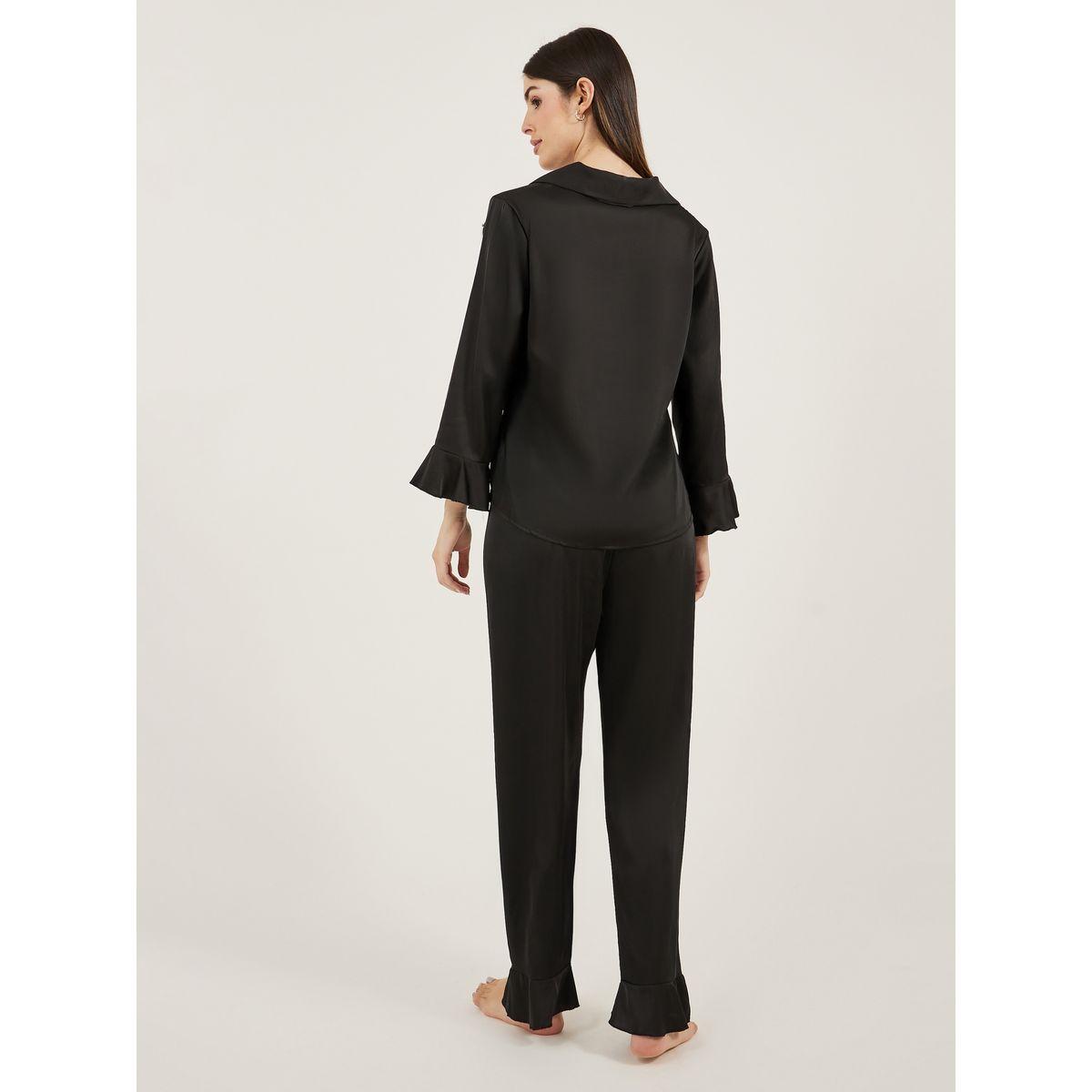 طقم من بنطال وبلوزة ساتان بأكمام طويلة-women-clothing-nightwear-pyjamas-longsets-image-4