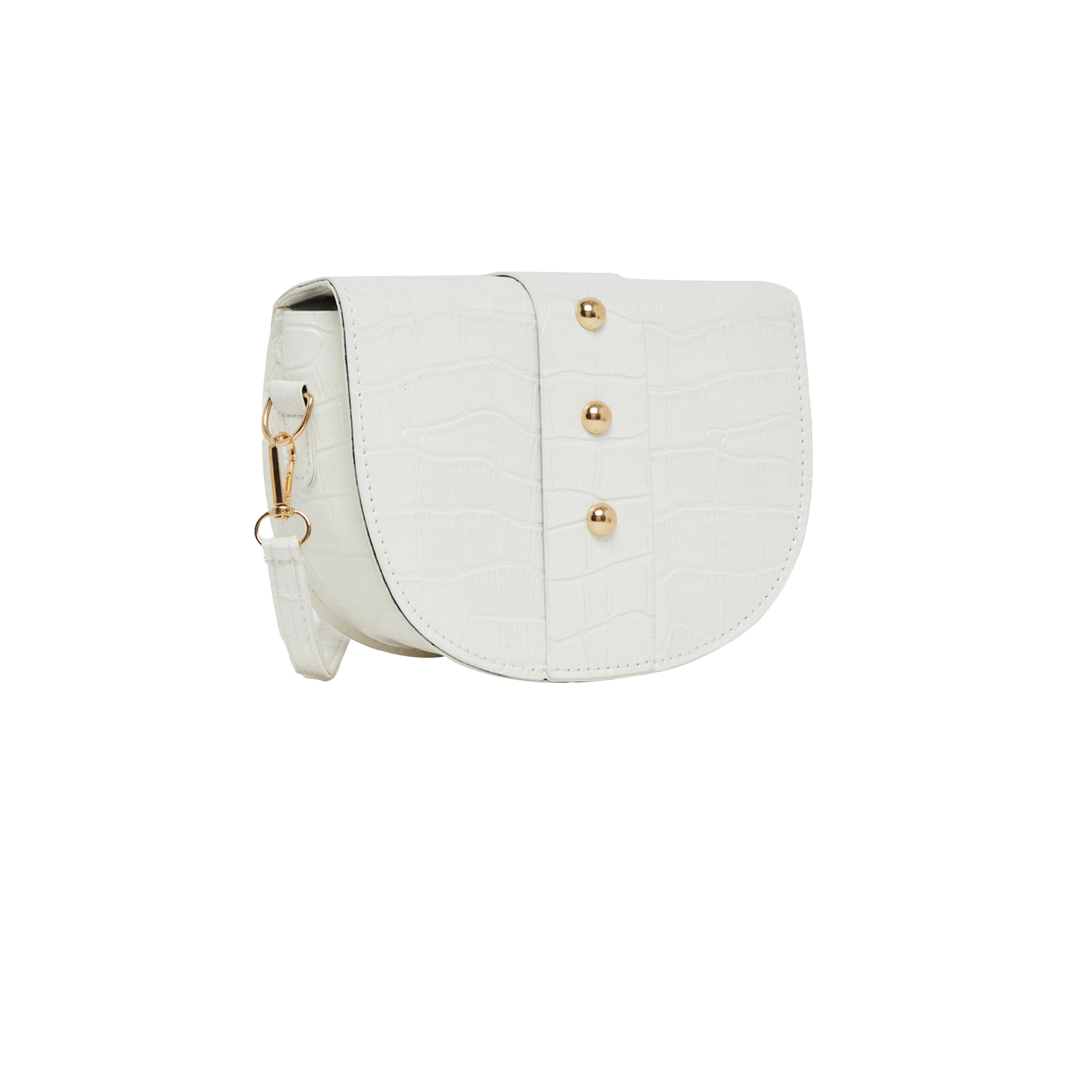 ستايلي -  شنطة كروس بودي باللون الأبيض بنقشة جلد التمساح-women-bagsandwallets-handbags-image-1