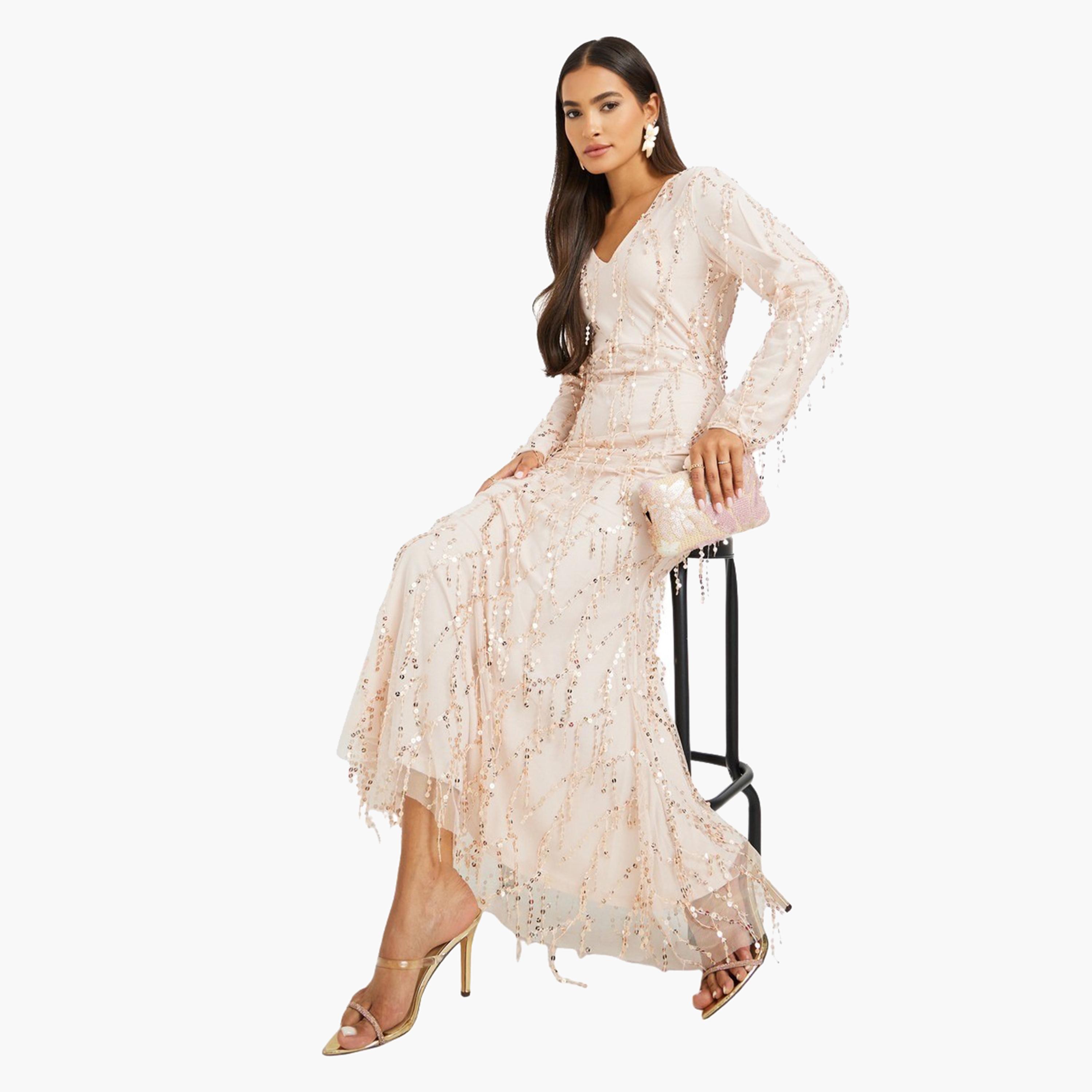 Styli Sequin Embellished Long Sleeves Mermaid Maxi Dress-women-clothing-dresses-image-5