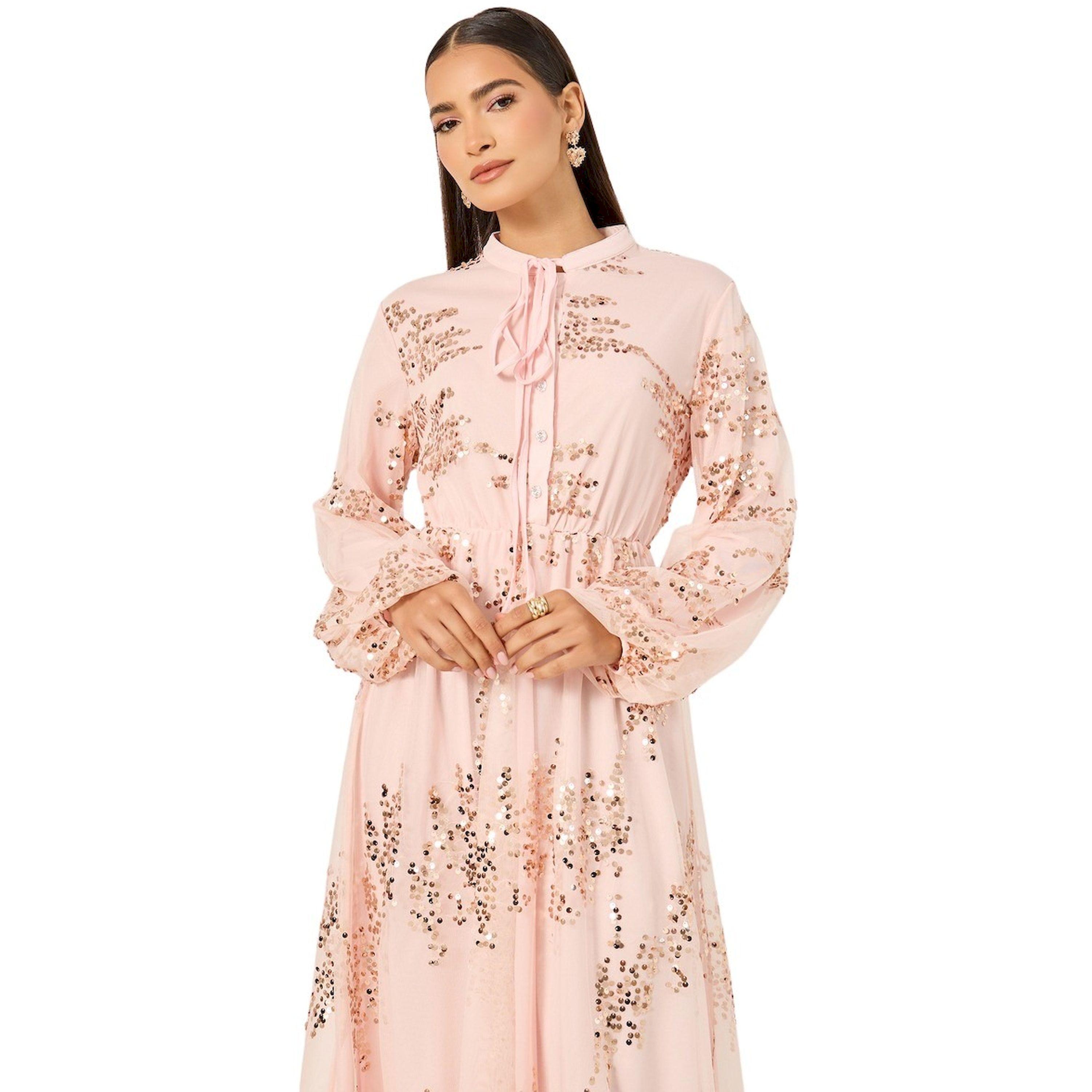 Styli Sequin Embellished Balloon Sleeves A-Line Midi Dress-women-clothing-dresses-image-3