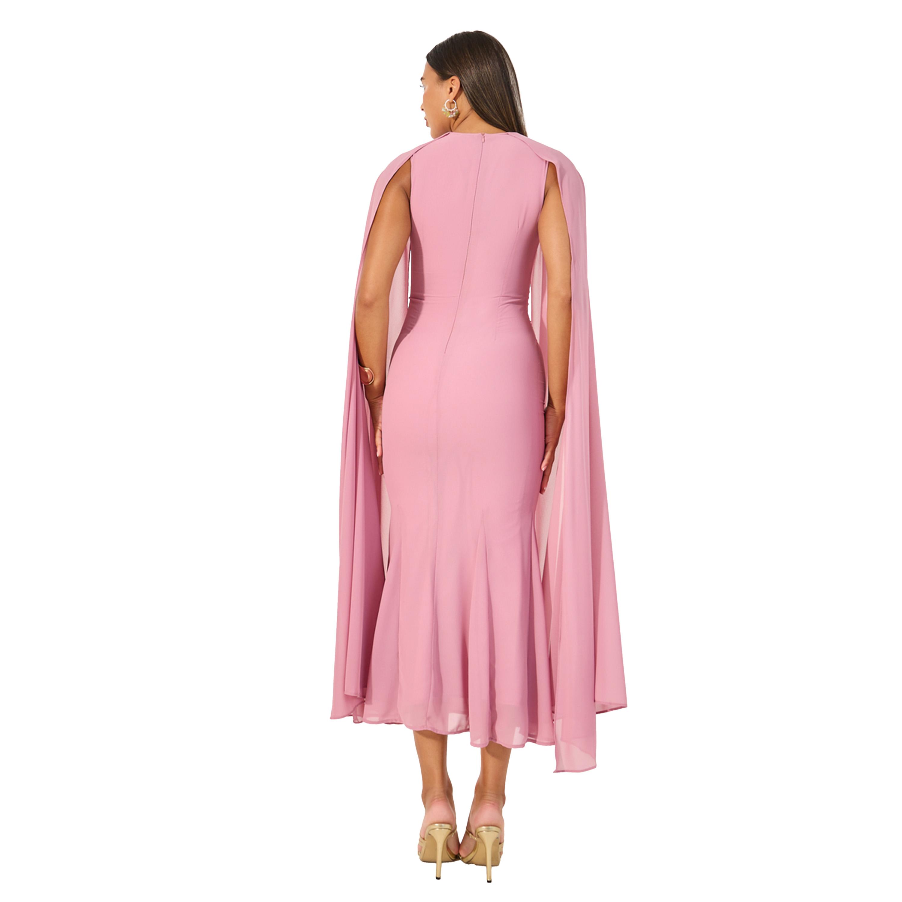 Styli Plain Long Sleeves Cape Maxi Dress-women-clothing-dresses-image-5