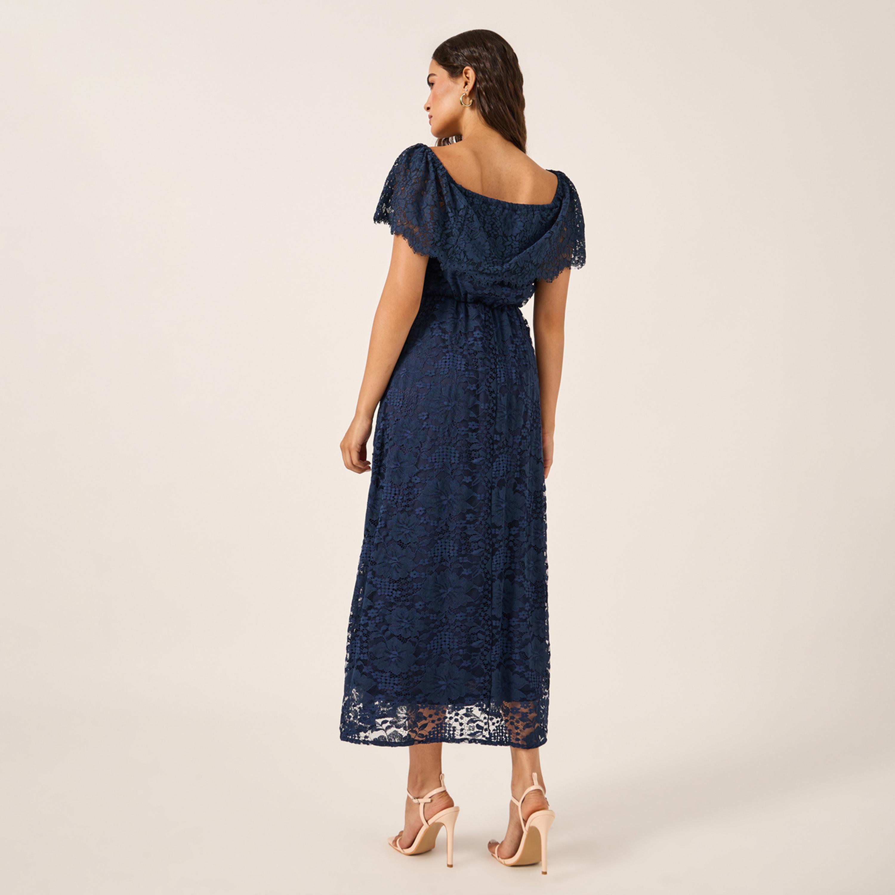 ستايلي - فستان دانتيل ميدي بقصة A وفتحة رقبة مربعة-women-clothing-dresses-image-5