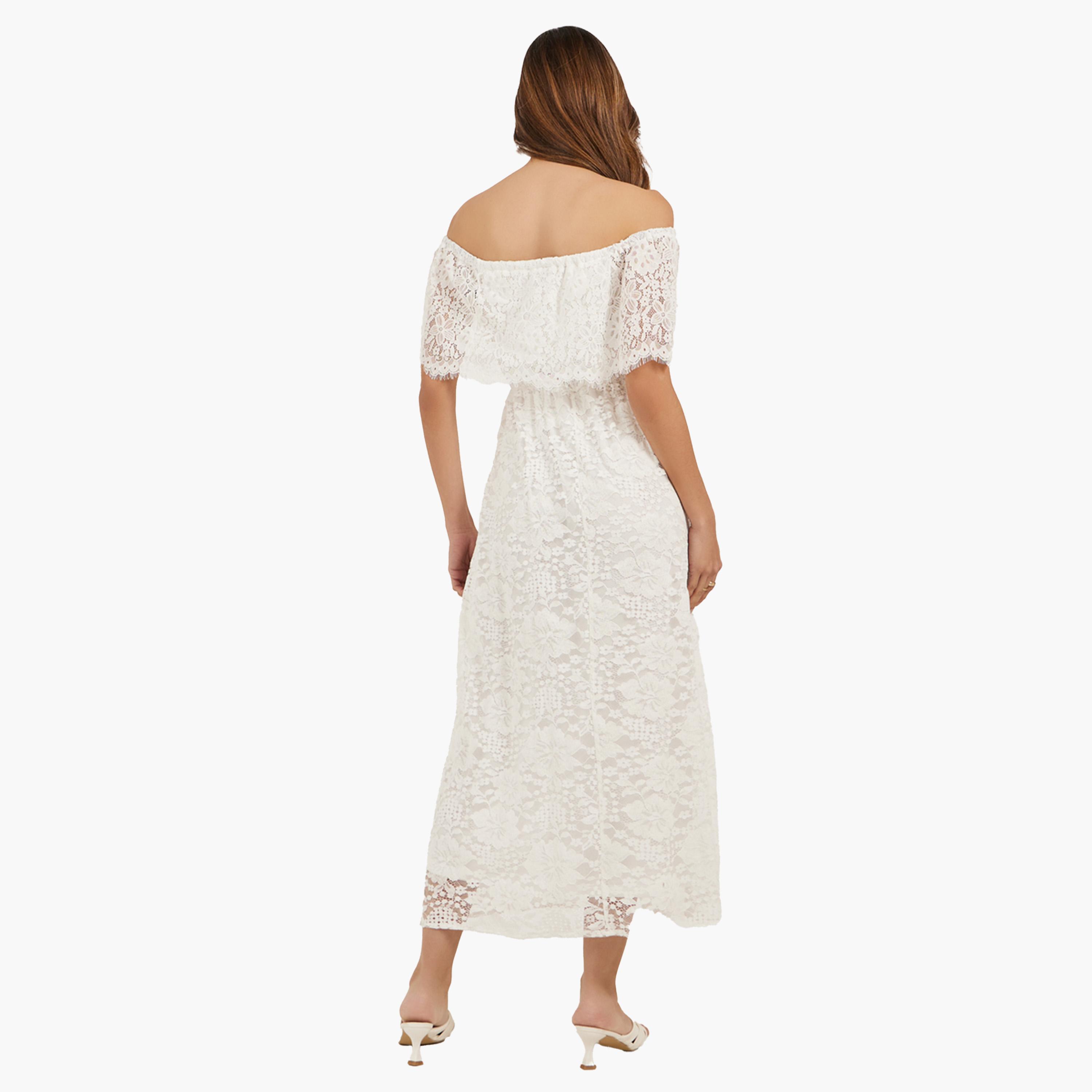 ستايلي-  فستان ميدي من الدانتيل مكشوف الكتفين مع بطانة تصميم حرف A-women-clothing-dresses-image-5