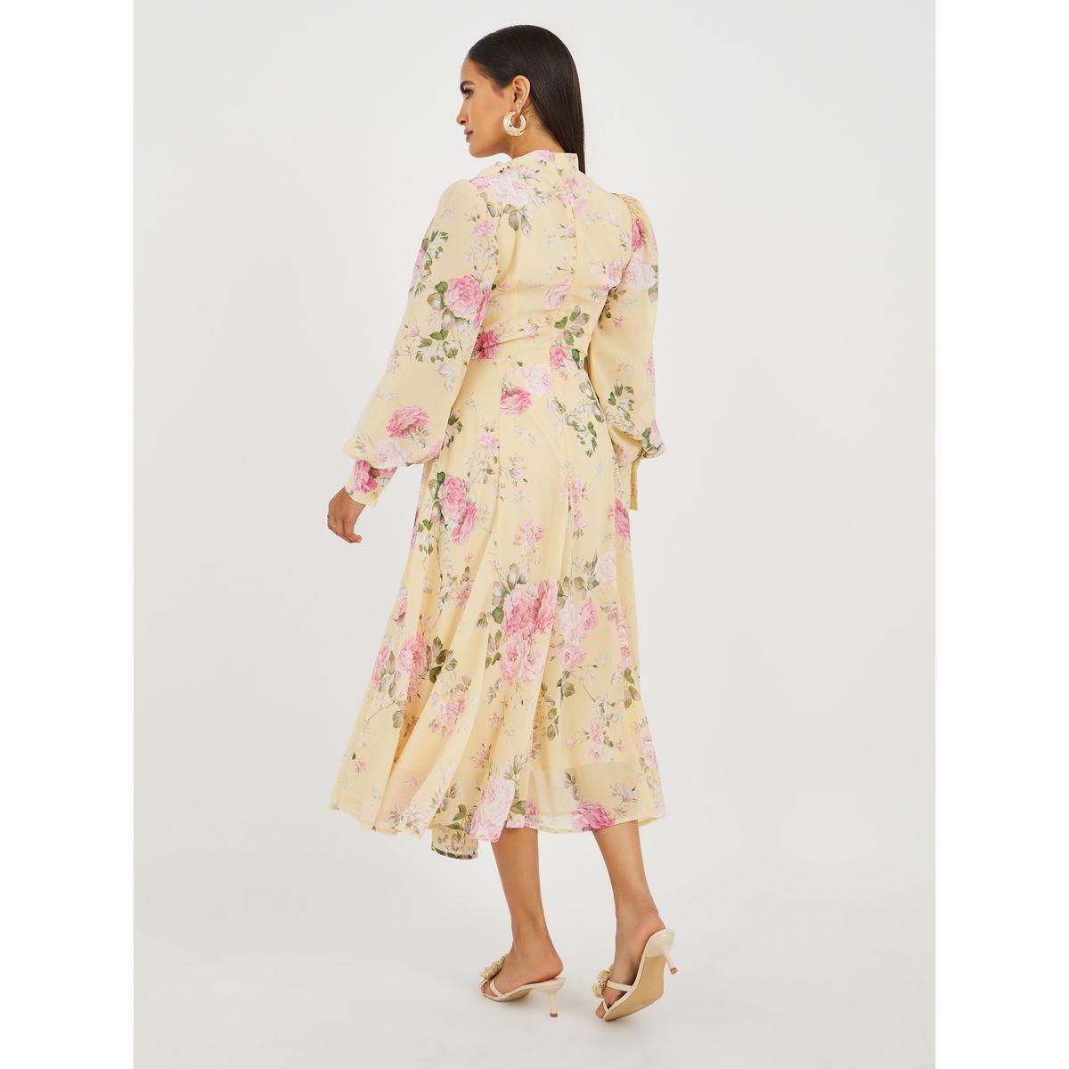 Styli Floral Print Balloon Sleeves A-Line Midi Dress-women-clothing-dresses-image-5
