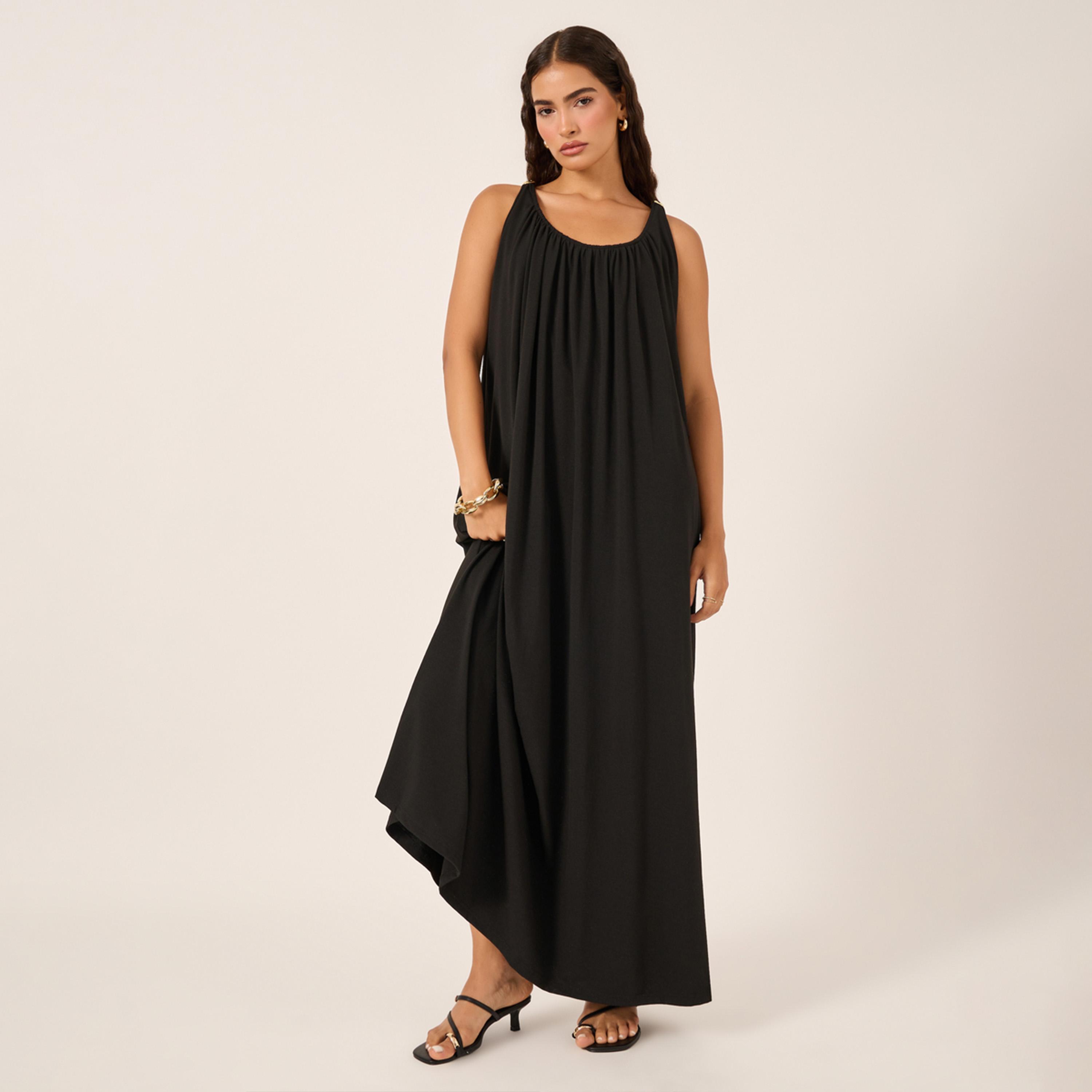 Styli Plain Sleeveless A-Line Maxi Dress-women-clothing-dresses-image-1