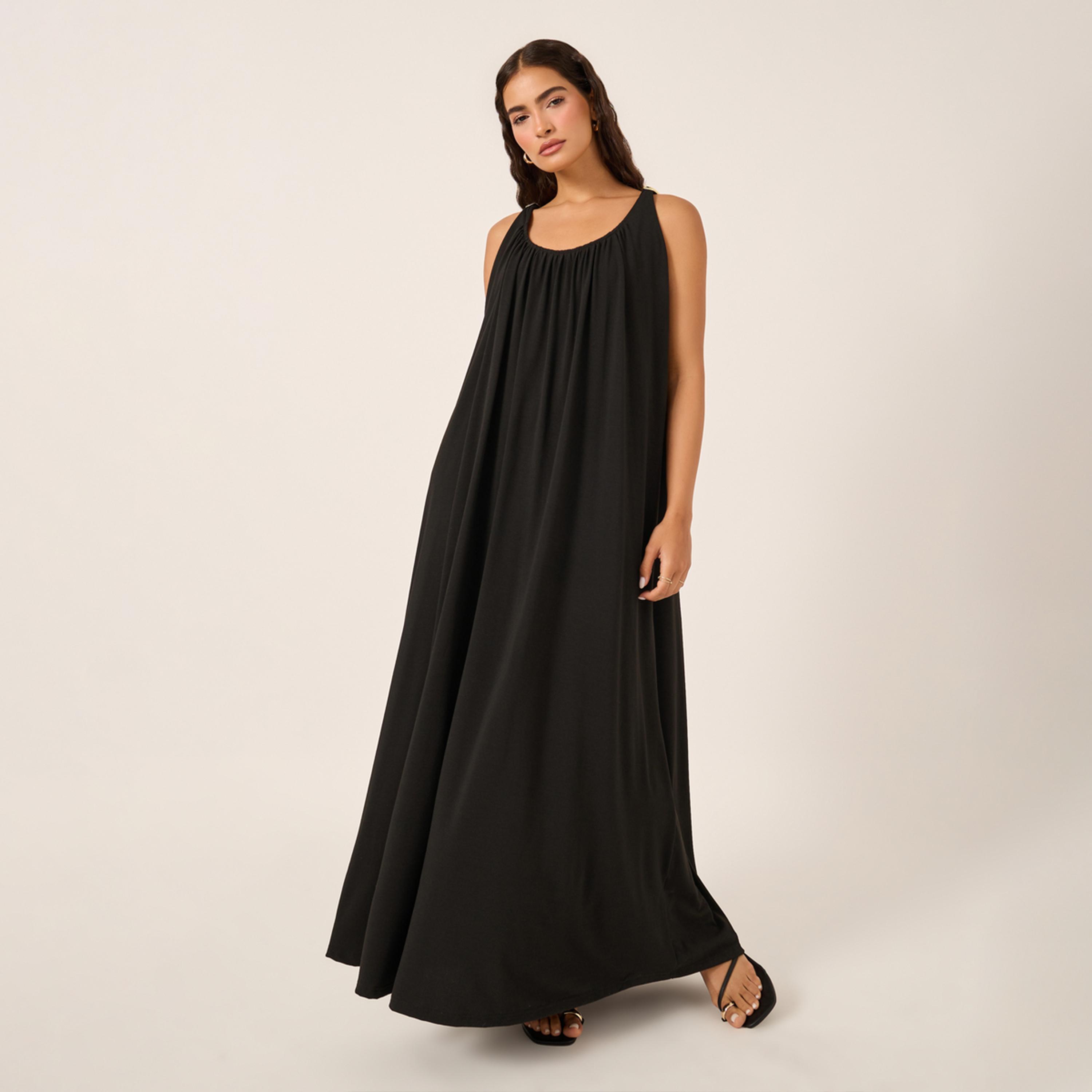 Styli Plain Sleeveless A-Line Maxi Dress-women-clothing-dresses-image-2