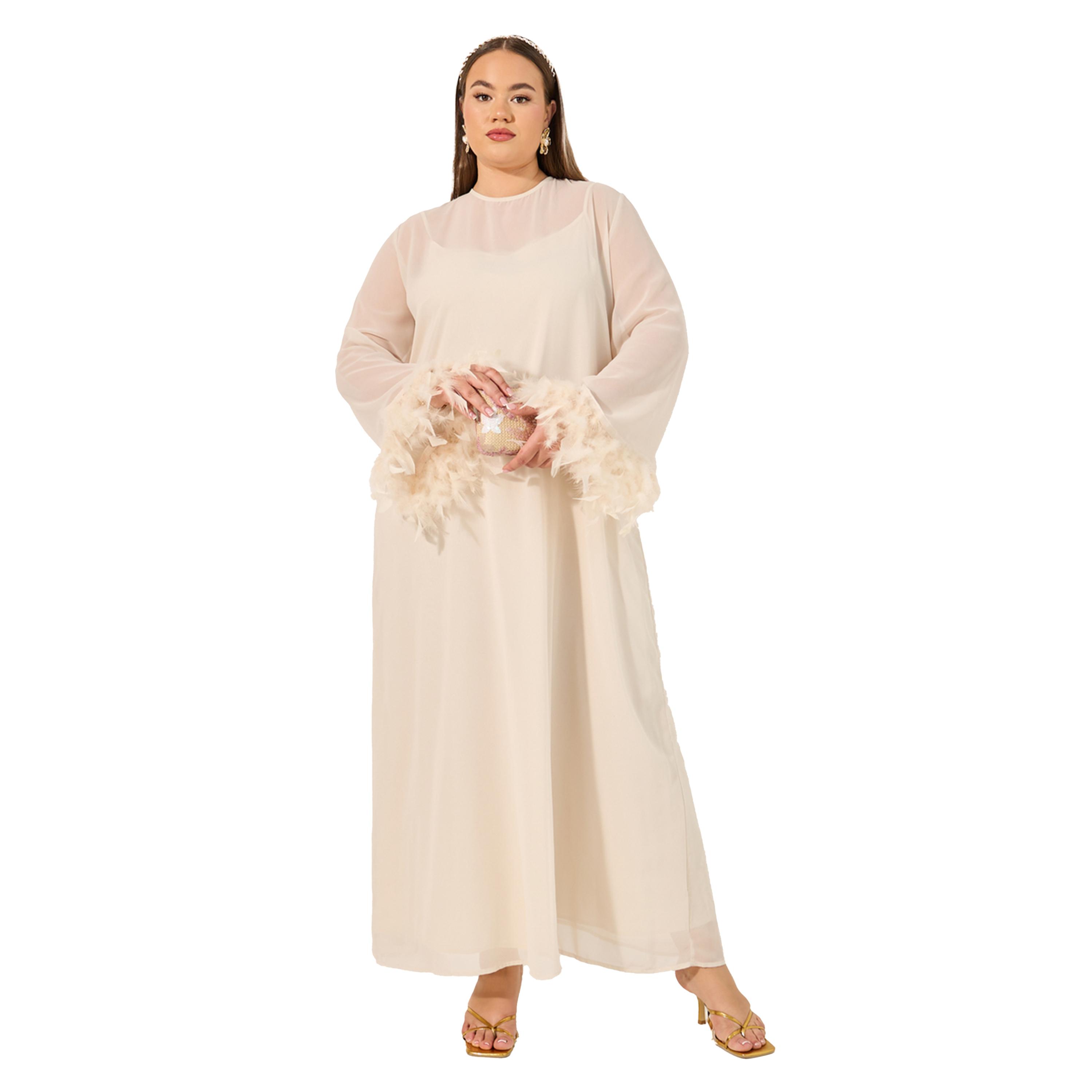 Styli Solid Long Sleeves Shift Maxi Dress-women-clothing-dresses-image-2