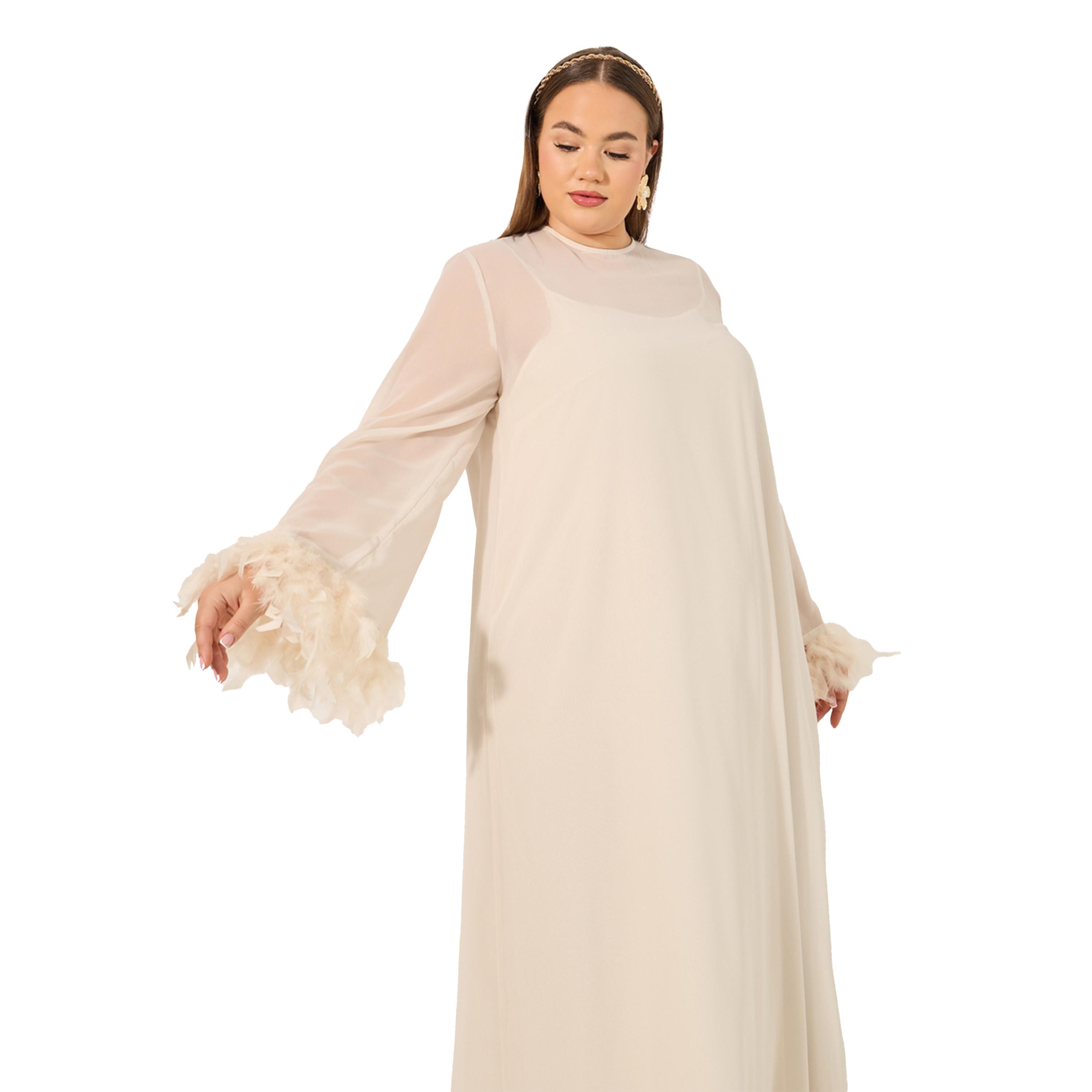 Styli Solid Long Sleeves Shift Maxi Dress-women-clothing-dresses-image-3