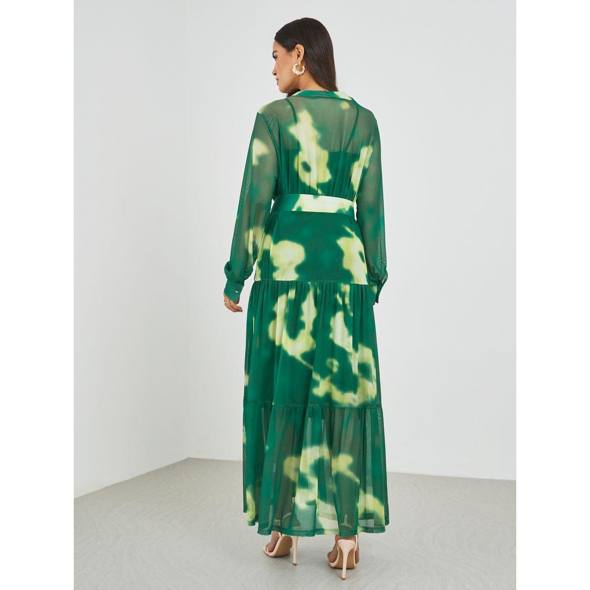 Styli Tie and Dye Print V Neck Shirt Maxi Dress with Belt-women-clothing-dresses-image-4