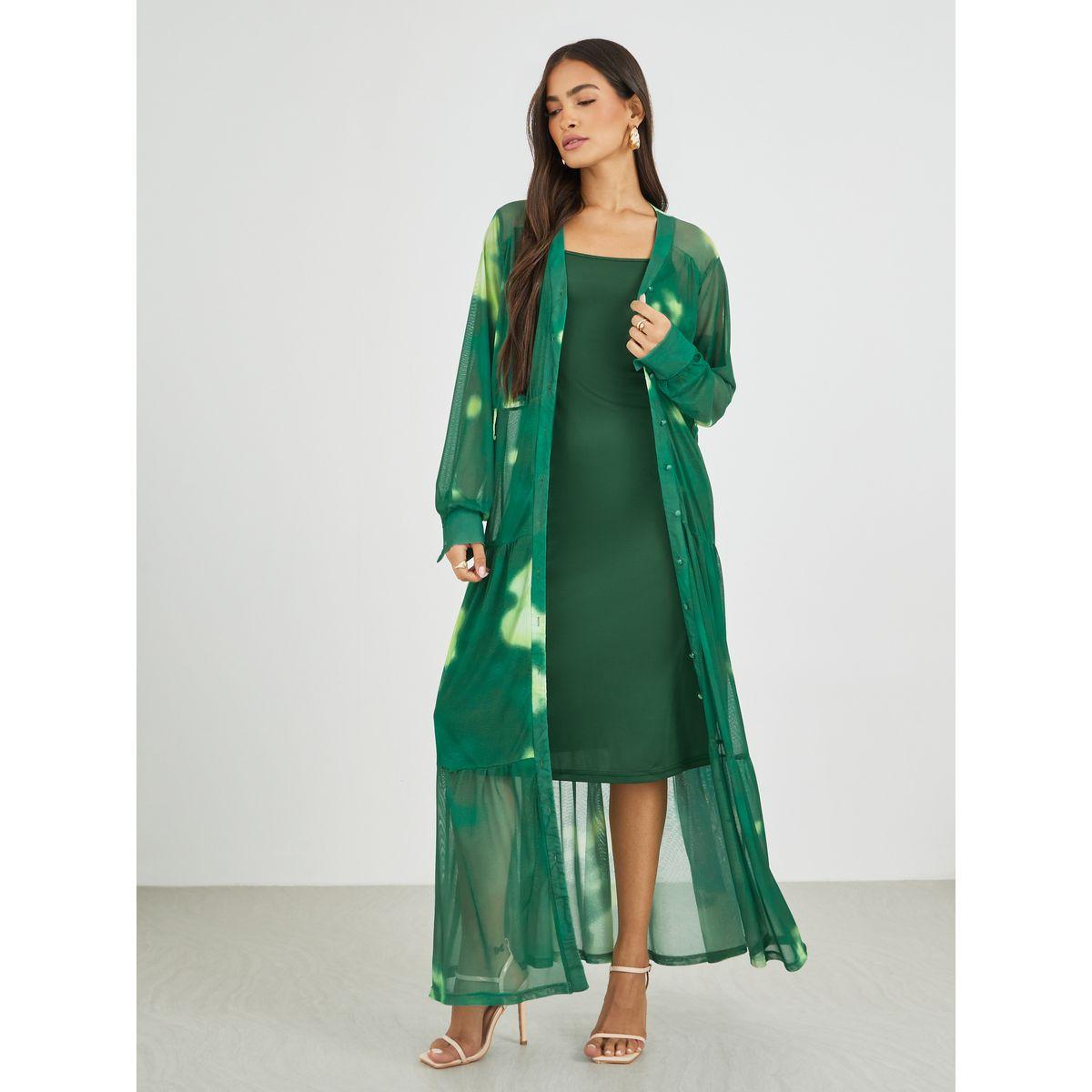 Styli Tie and Dye Print V Neck Shirt Maxi Dress with Belt-women-clothing-dresses-image-5