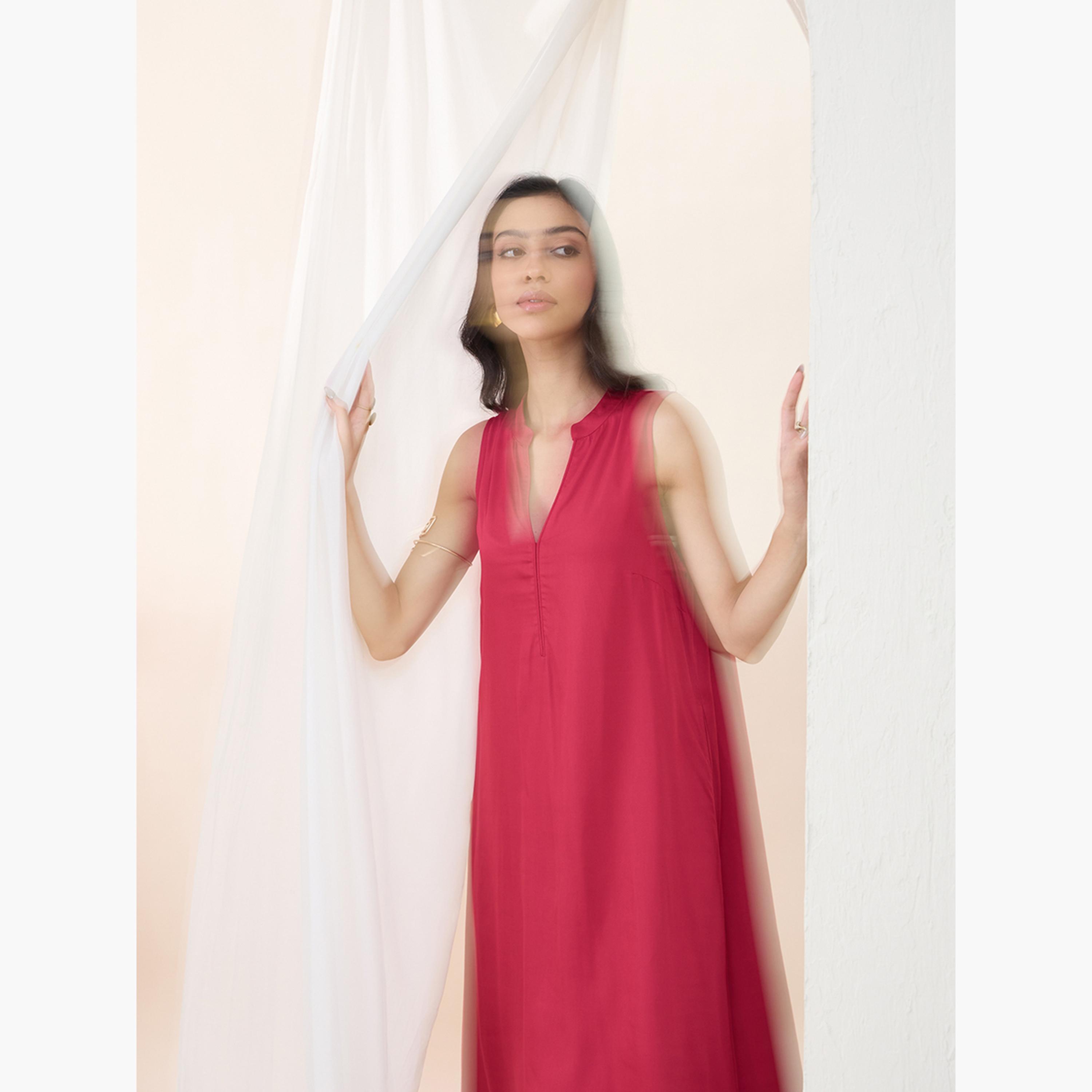 فيميلا × ستايلي - طقم قميص كورتا طويل بدون أكمام وياقة ماندرين مع بنطال مستقيم-women-clothing-coordsets-image-10