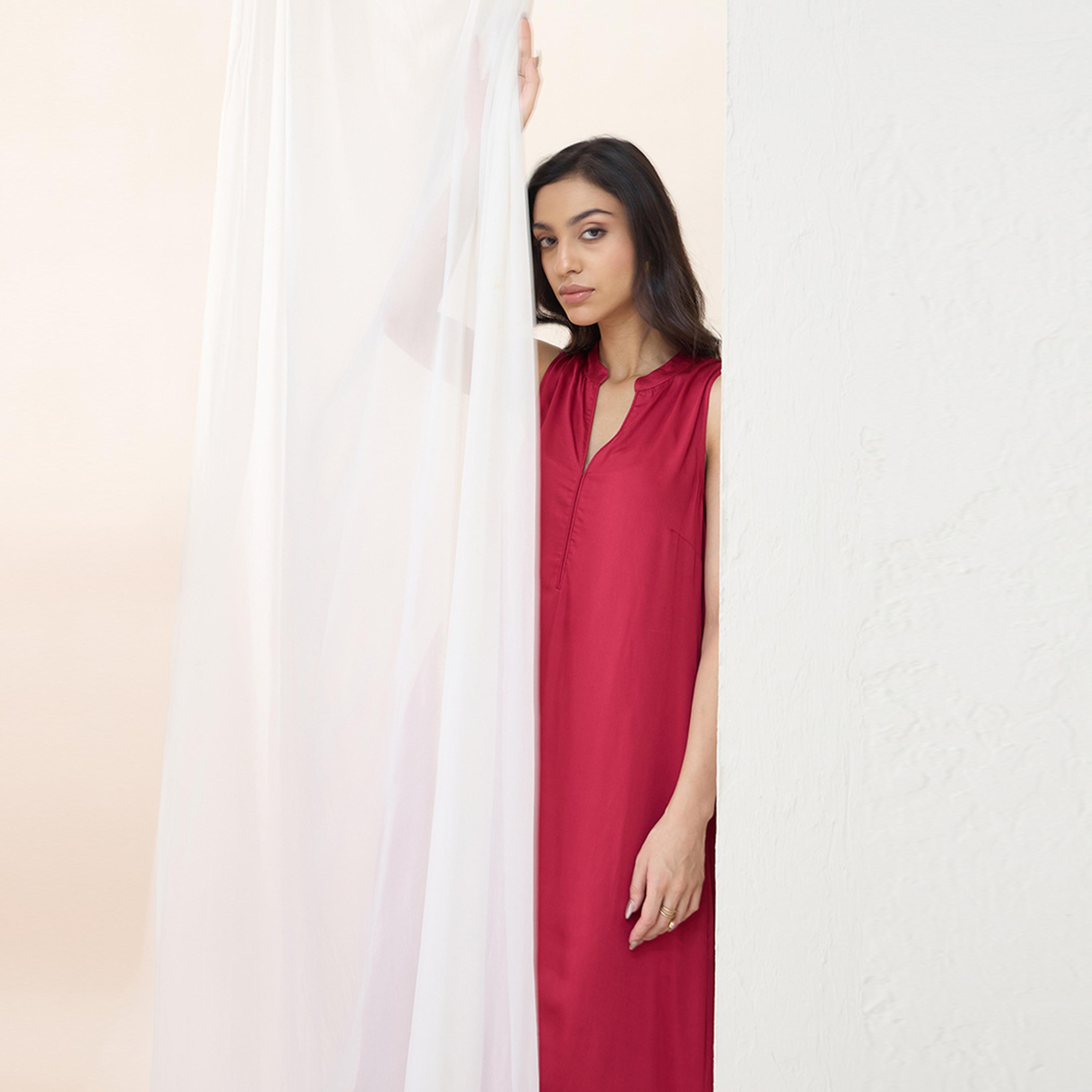 فيميلا × ستايلي - طقم قميص كورتا طويل بدون أكمام وياقة ماندرين مع بنطال مستقيم-women-clothing-coordsets-image-9