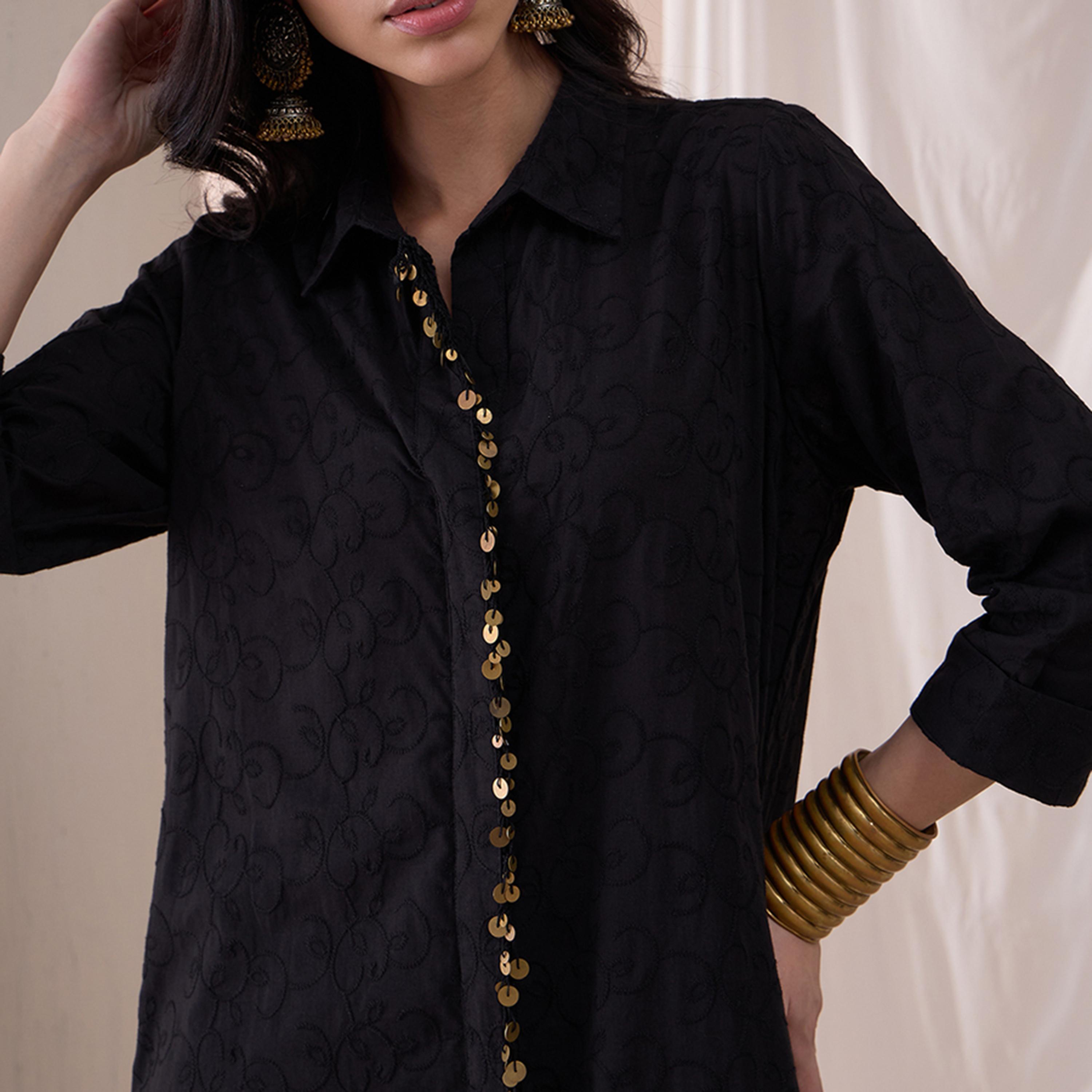 فيميلا × ستايلي - سترة مطرزة بياقة ماندرين مع بنطال مستقيم-women-clothing-coordsets-image-4