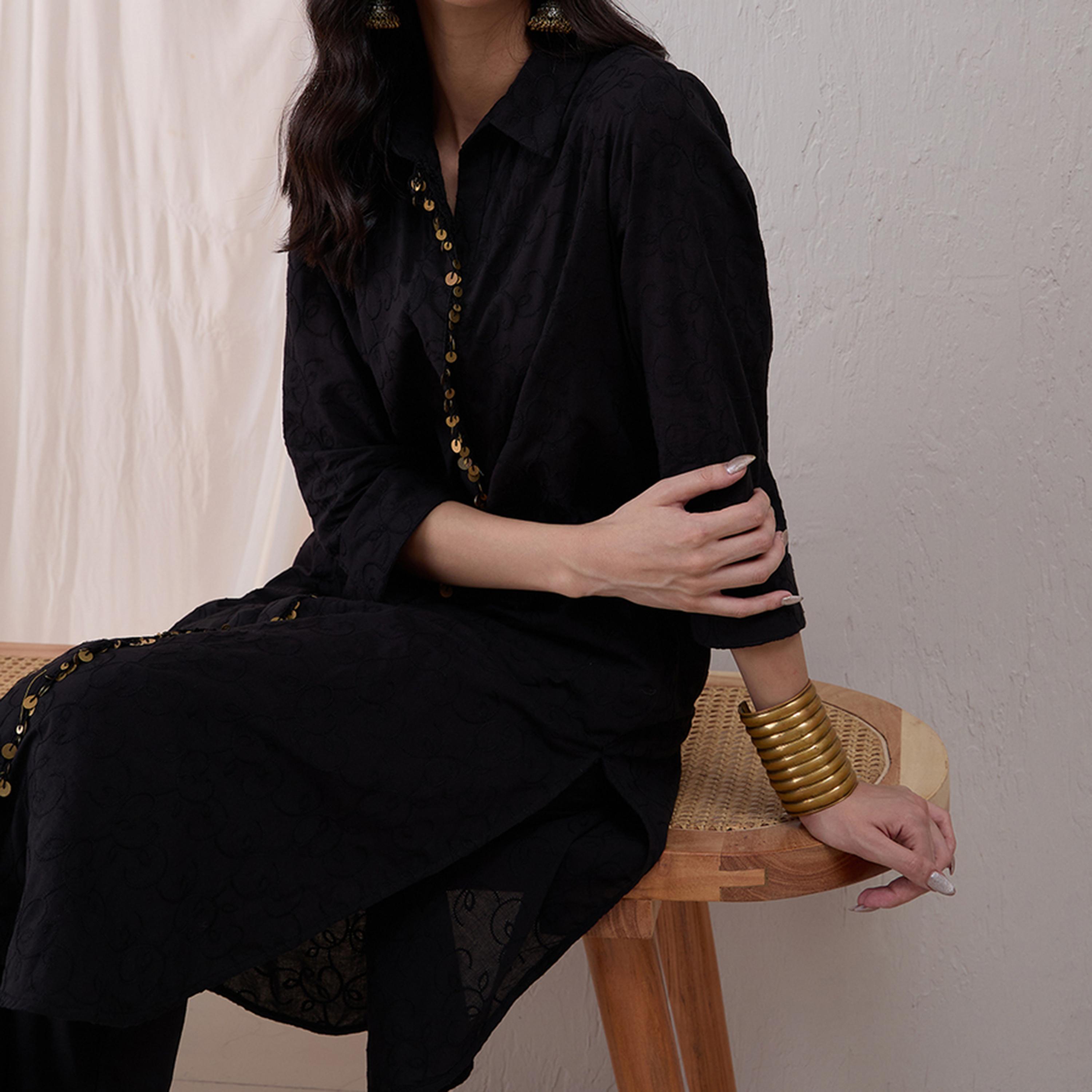 فيميلا × ستايلي - سترة مطرزة بياقة ماندرين مع بنطال مستقيم-women-clothing-coordsets-image-7
