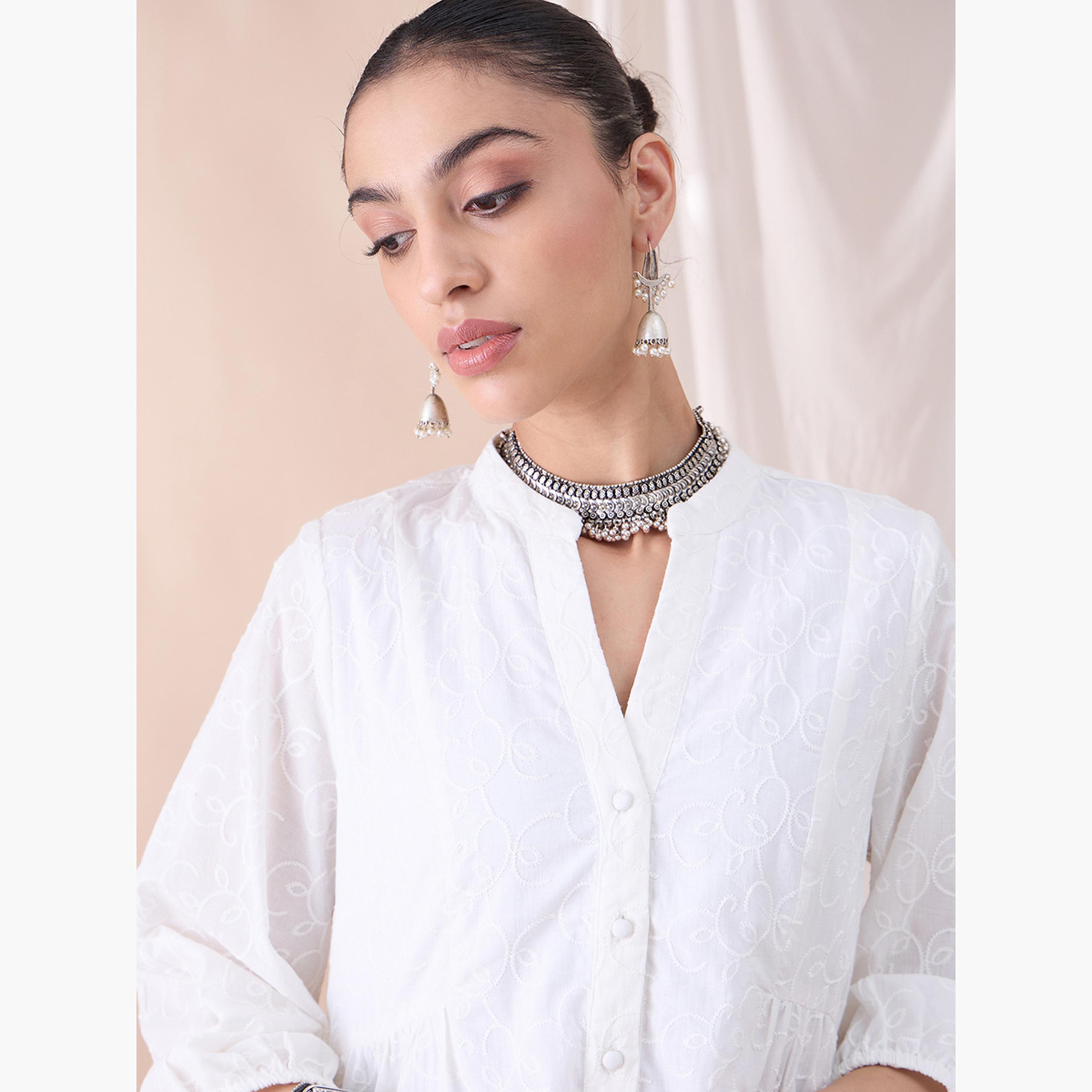 Femmella X Styli Embroidered Down Cotton Tunic With Straight Pant Co-Ords-women-clothing-coordsets-image-4
