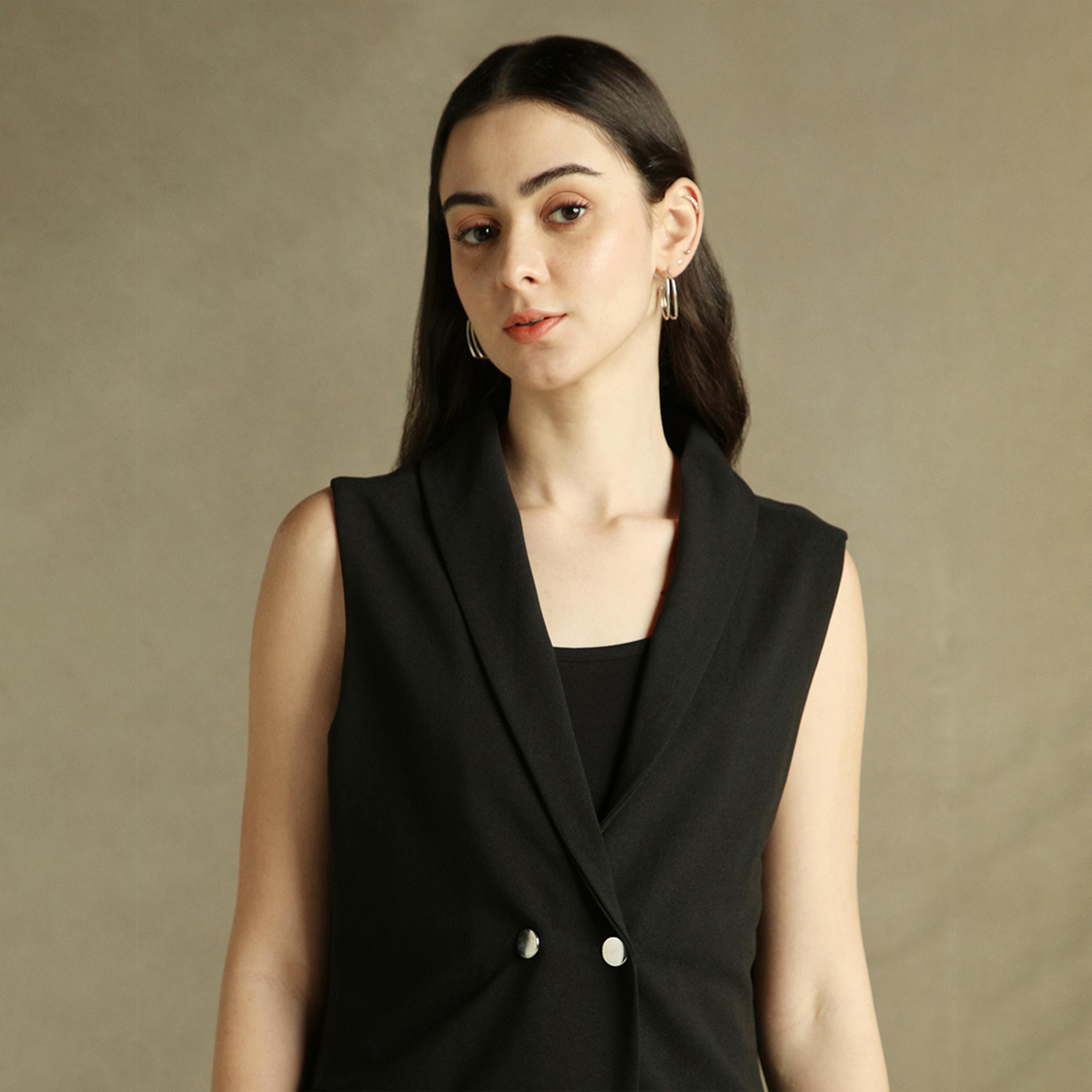 Dennis Lingo X Styli Black Regular Fit Lapel Collar Regular Length Casual Occasion Solid Blazer-women-clothing-coatsandjackets-blazers-image-4