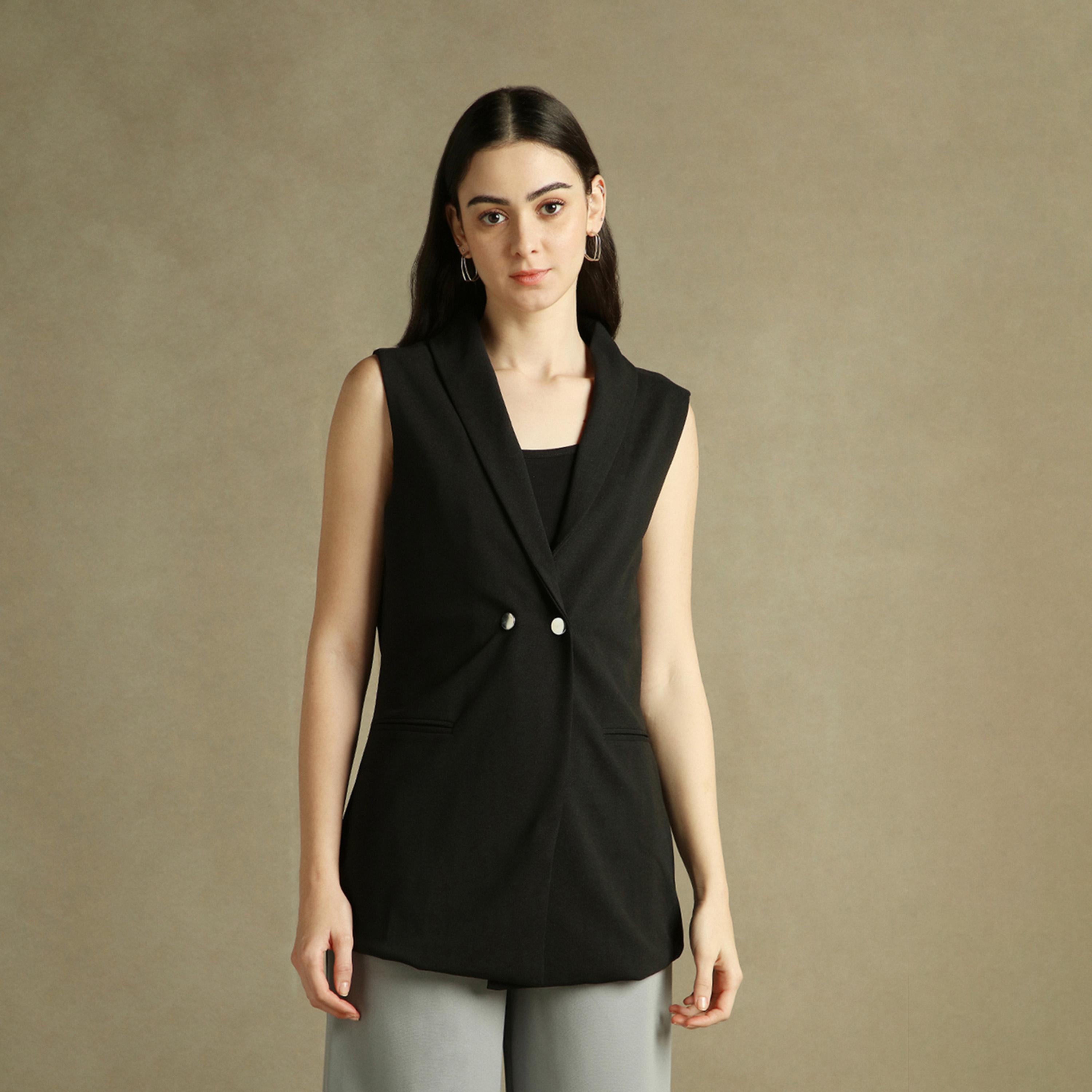 Dennis Lingo X Styli Black Regular Fit Lapel Collar Regular Length Casual Occasion Solid Blazer-women-clothing-coatsandjackets-blazers-image-6