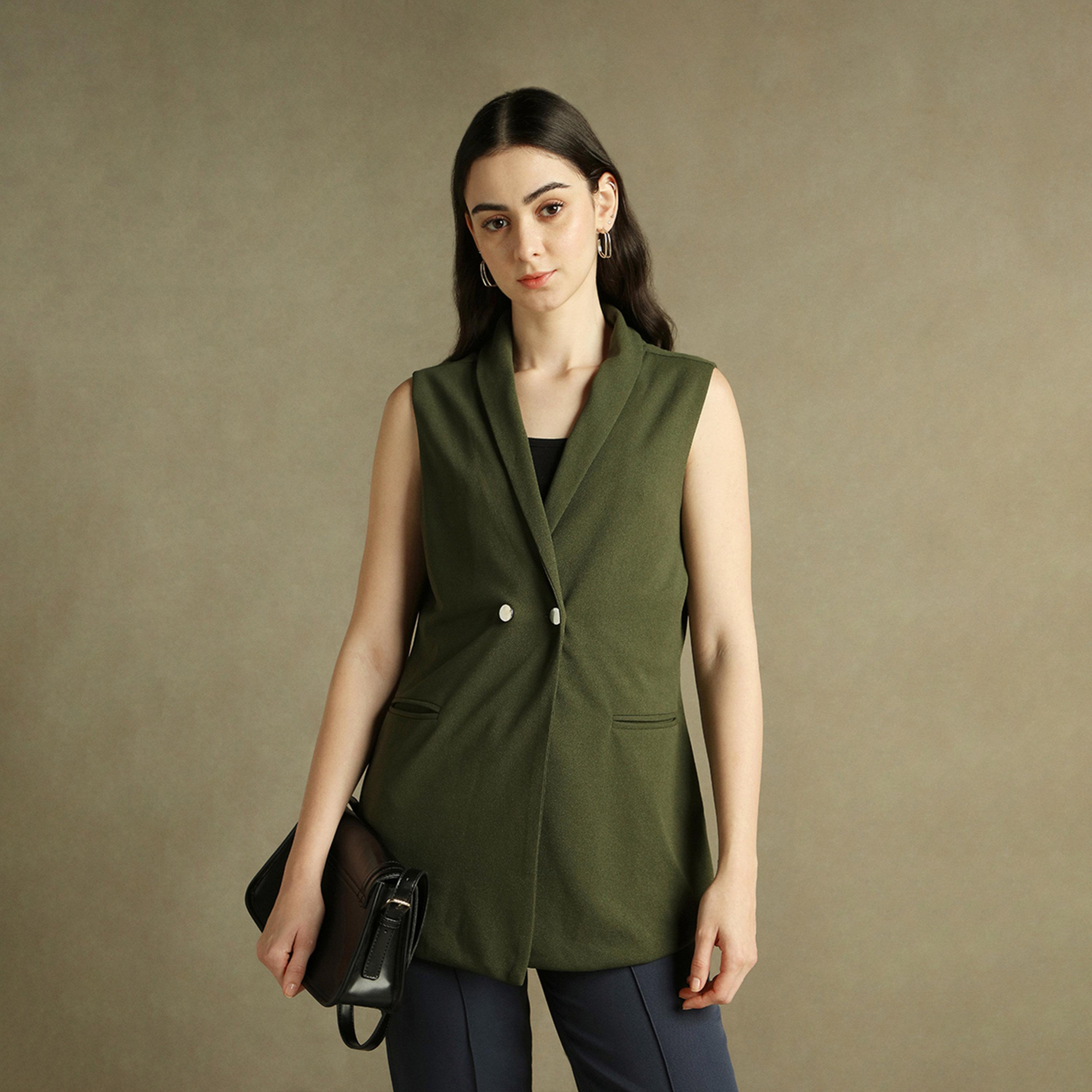 Dennis Lingo X Styli Olive Regular Fit Lapel Collar Regular Length Casual Occasion Solid Blazer-women-clothing-coatsandjackets-blazers-image-1