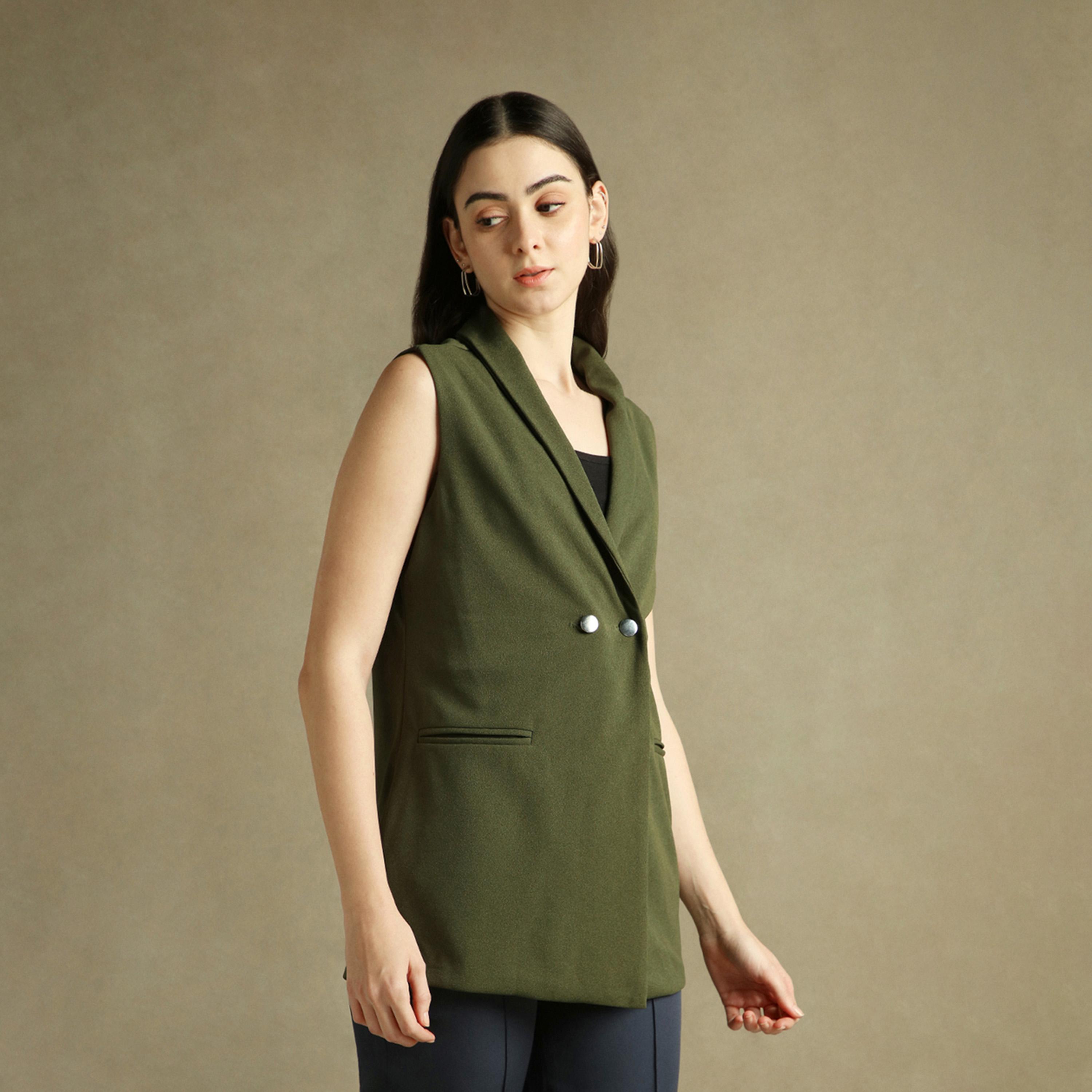 Dennis Lingo X Styli Olive Regular Fit Lapel Collar Regular Length Casual Occasion Solid Blazer-women-clothing-coatsandjackets-blazers-image-2