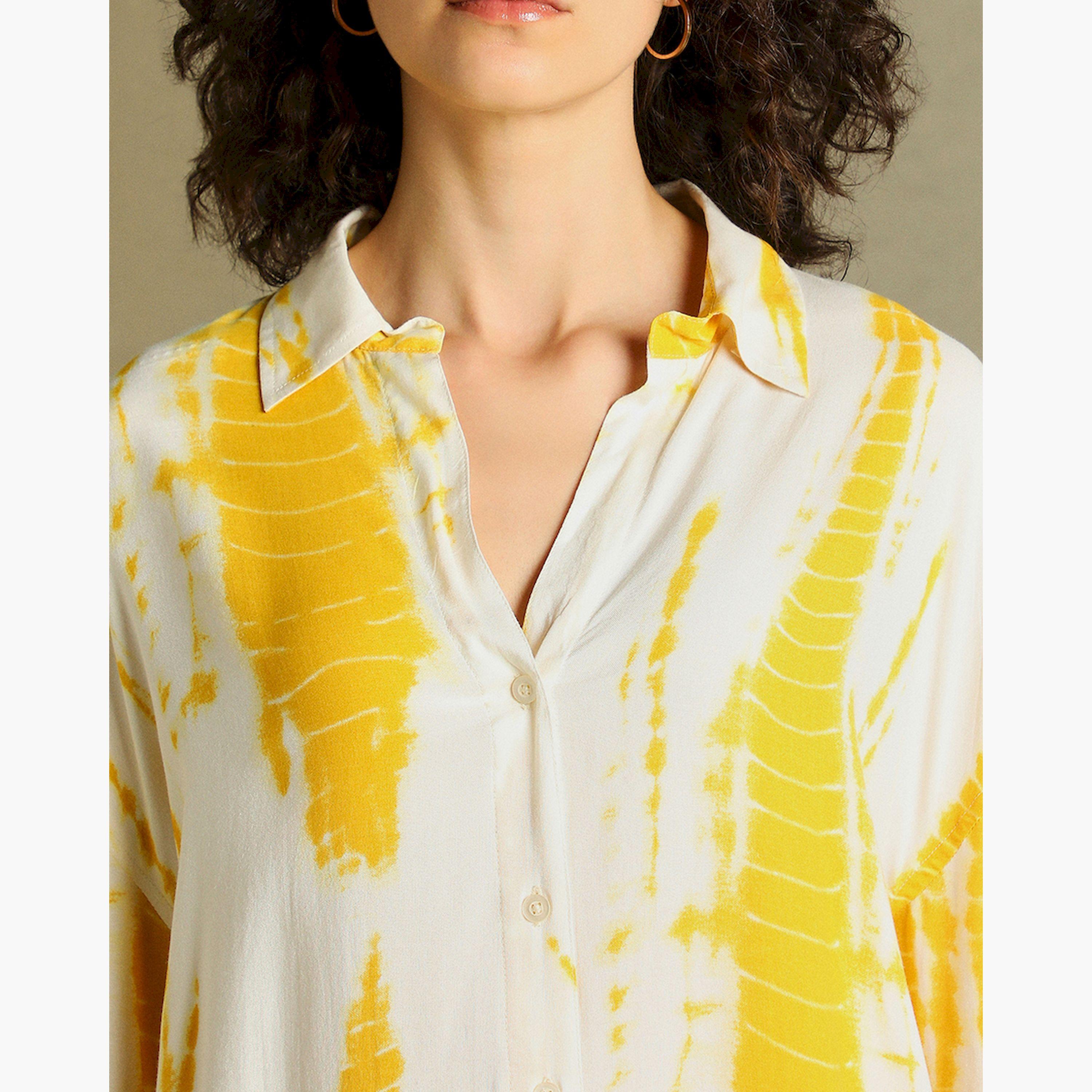 Dennis Lingo X Styli Yellow Printed Shirt for Women - Oversized Fit, Vibrant-women-clothing-shirtsandblouses-shirts-image-4