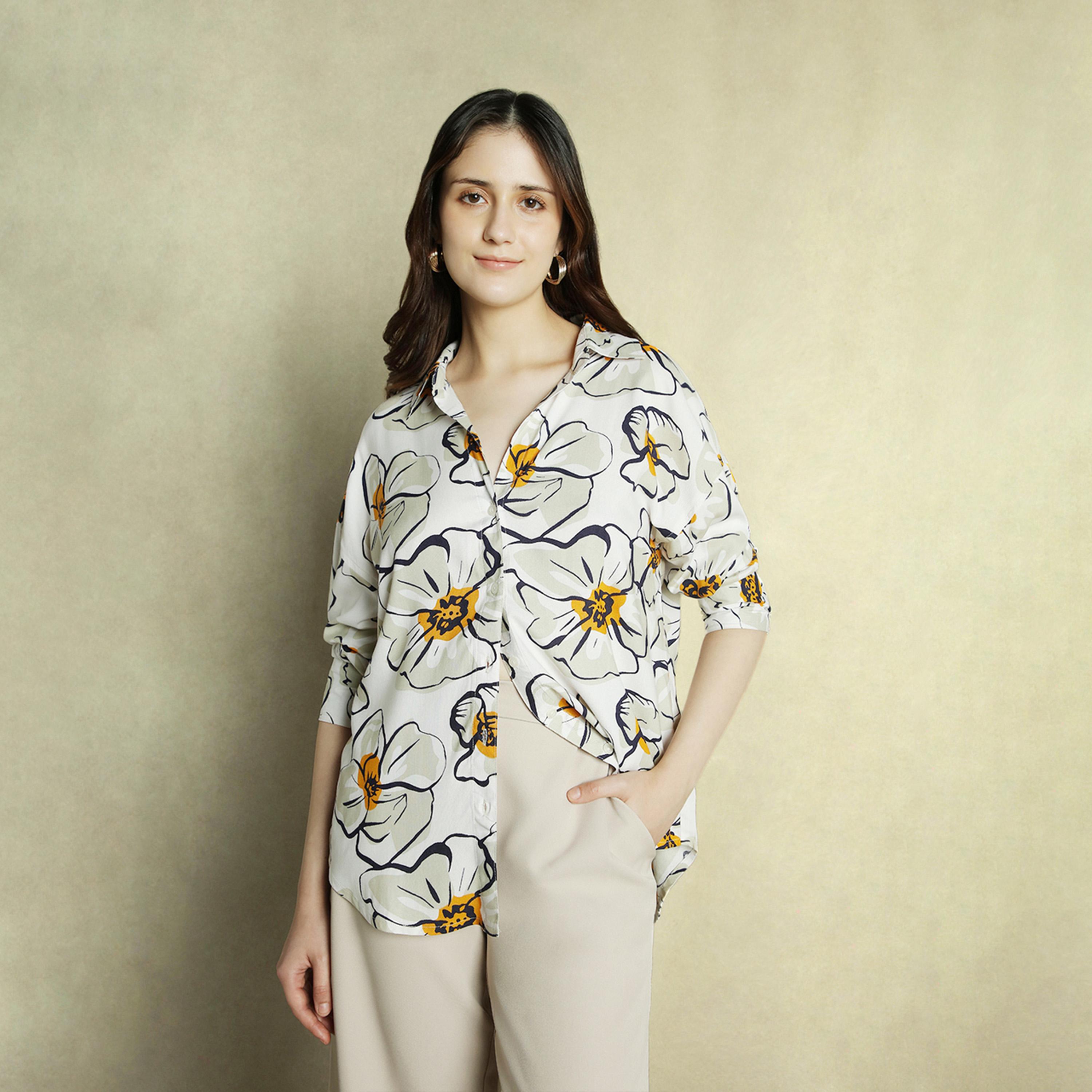 Dennis Lingo X Styli WHITE Oversized Spread Collar Regular Length Casual Occasion Printed Shirt-women-clothing-shirtsandblouses-shirts-image-1