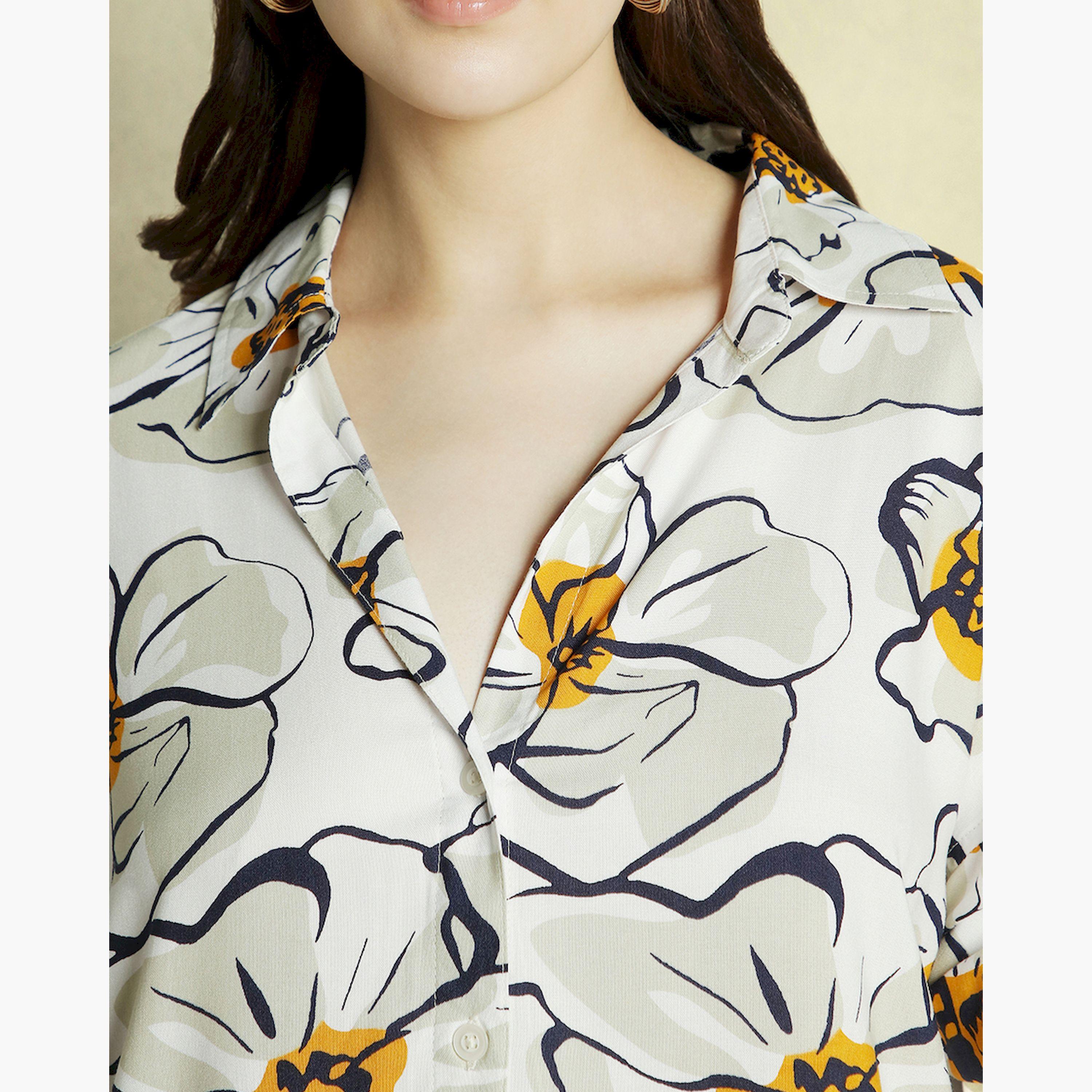Dennis Lingo X Styli WHITE Oversized Spread Collar Regular Length Casual Occasion Printed Shirt-women-clothing-shirtsandblouses-shirts-image-4