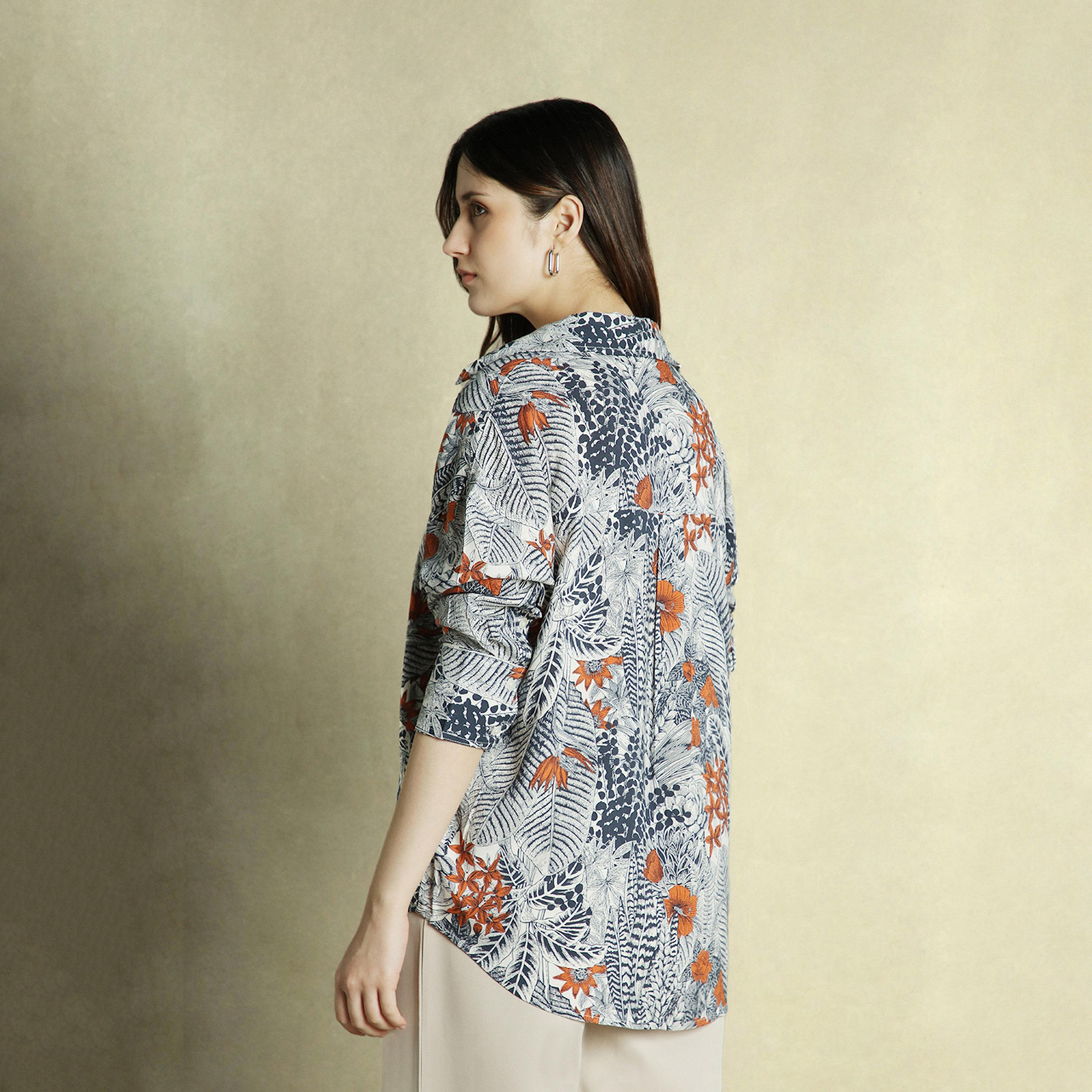 Dennis Lingo X Styli BLACK Oversized Spread Collar Regular Length Casual Occasion Printed Shirt-women-clothing-shirtsandblouses-shirts-image-3