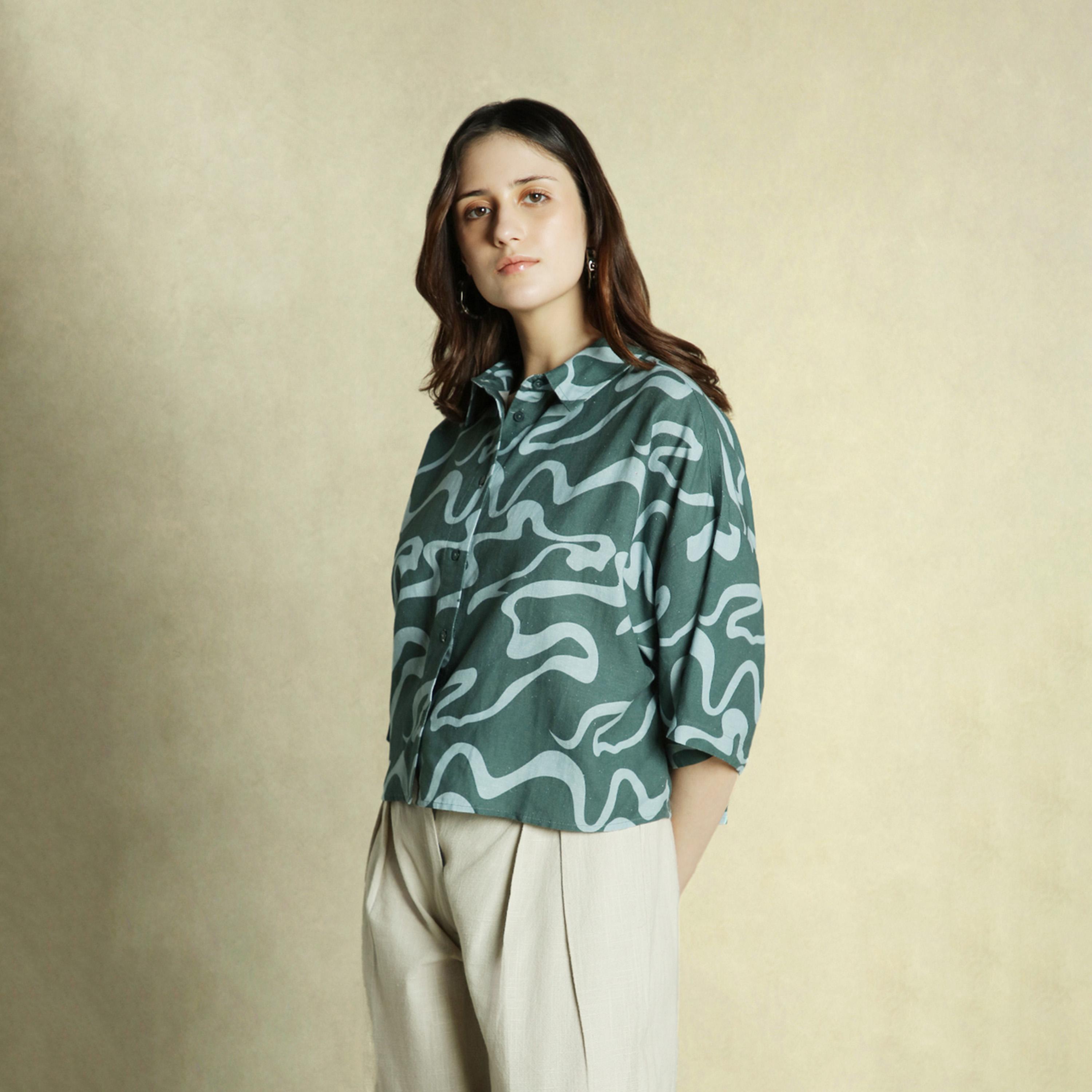 Dennis Lingo X Styli Relaxed Fit Green Top â€“ Stylish and Comfortable-women-clothing-shirtsandblouses-blouses-image-2