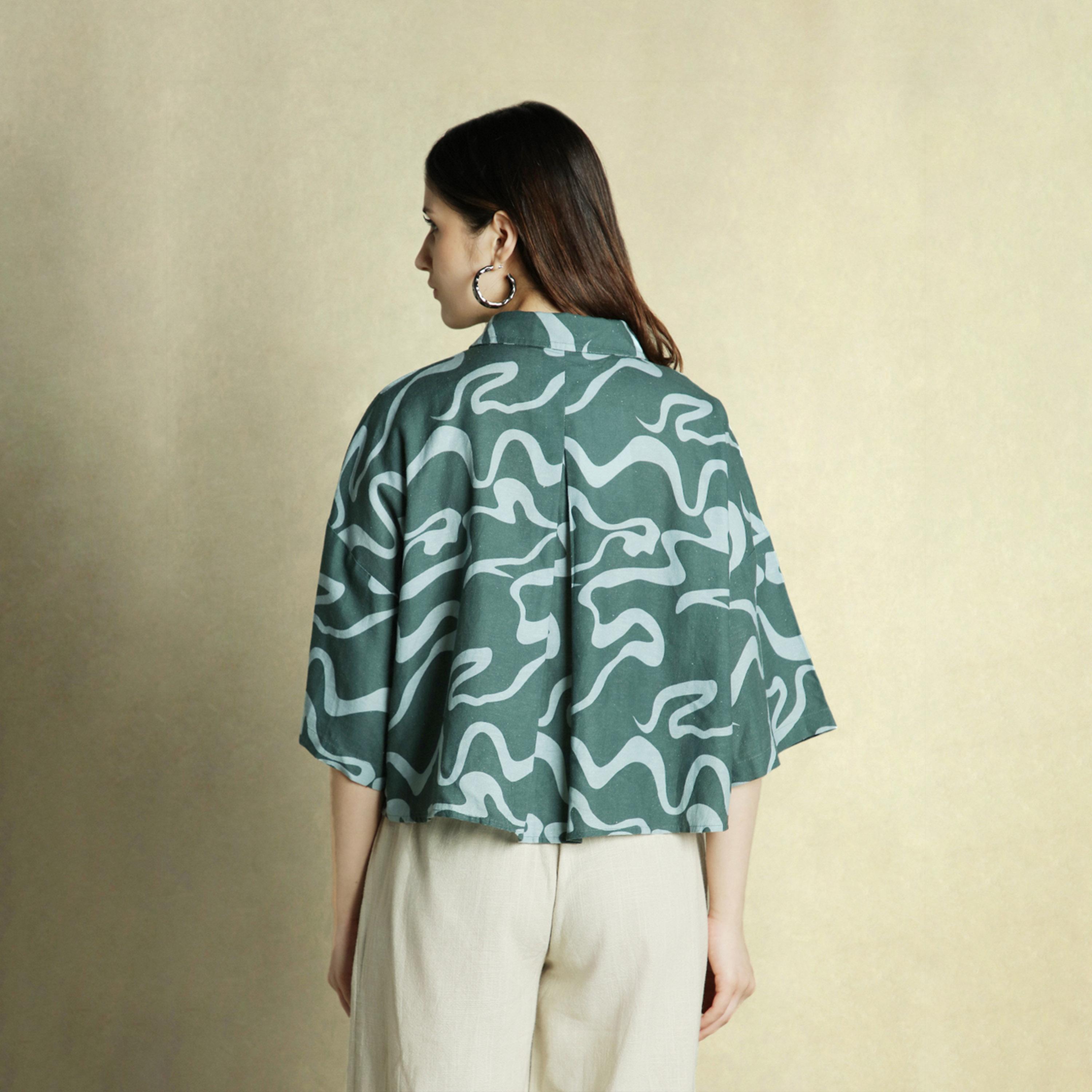 دينيس لينغو × ستايلي - بلوزة بقصة مريحة - أخضر-women-clothing-shirtsandblouses-blouses-image-3