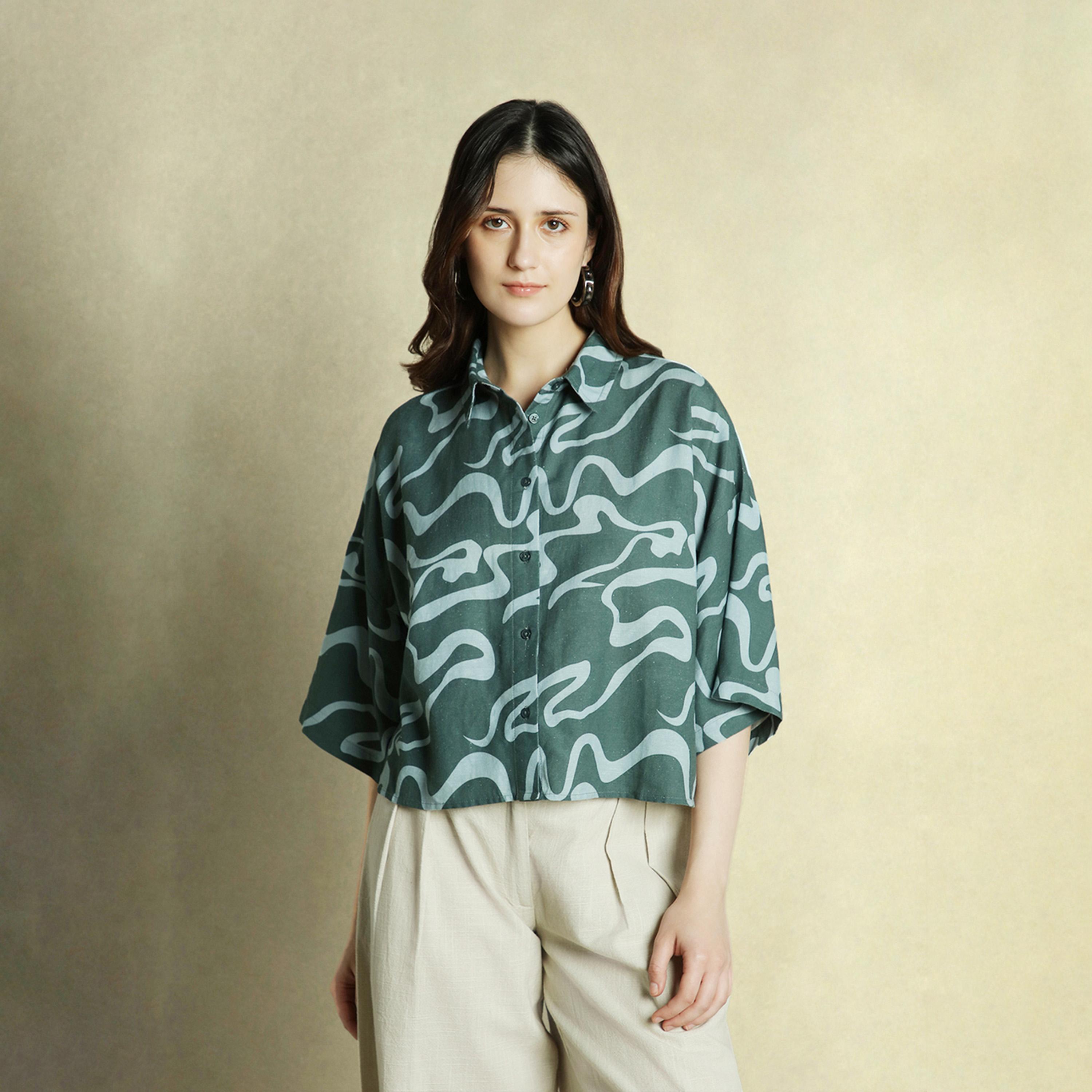 دينيس لينغو × ستايلي - بلوزة بقصة مريحة - أخضر-women-clothing-shirtsandblouses-blouses-image-6