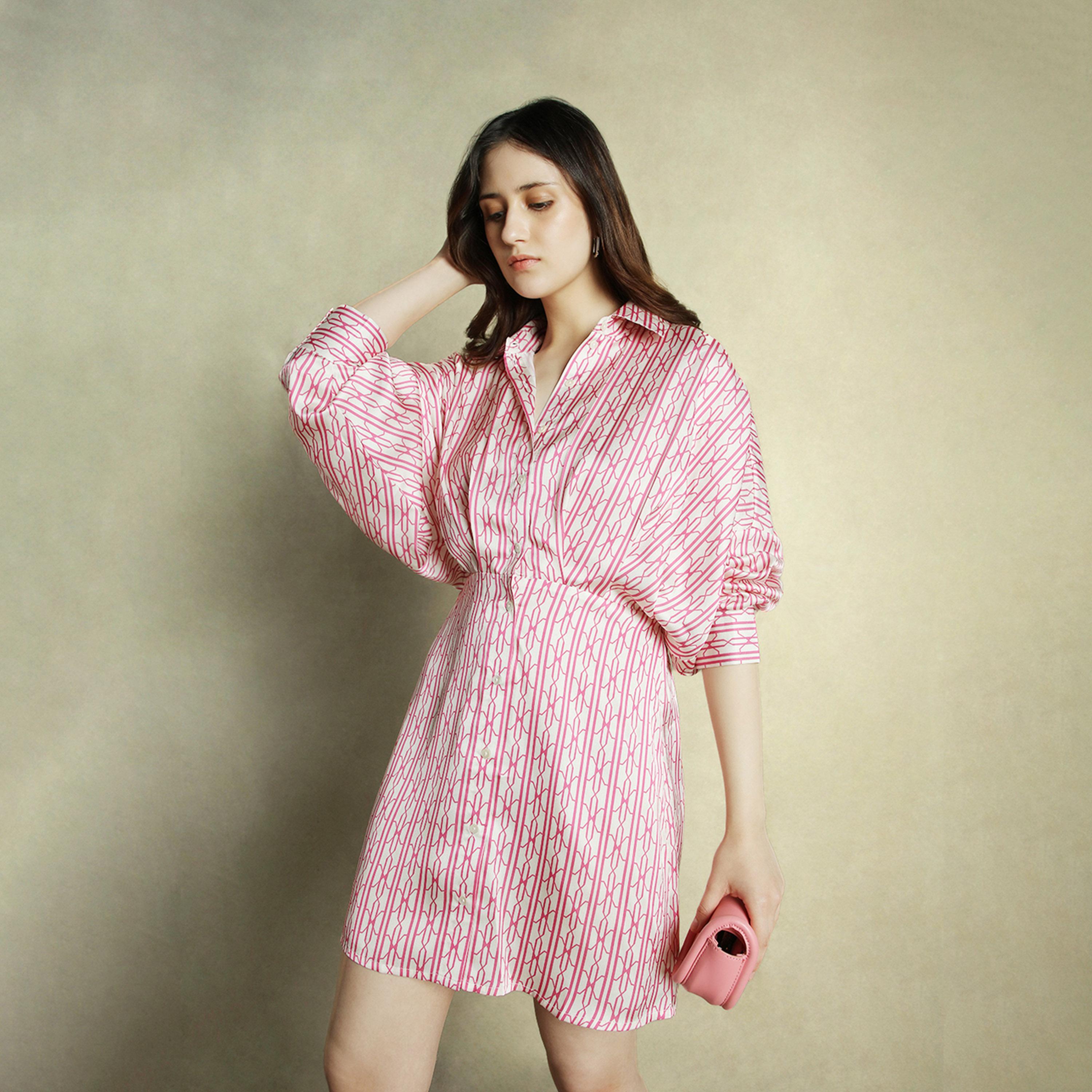 Dennis Lingo X Styli Printed Satin Shirt Mini Dress-women-clothing-dresses-image-1