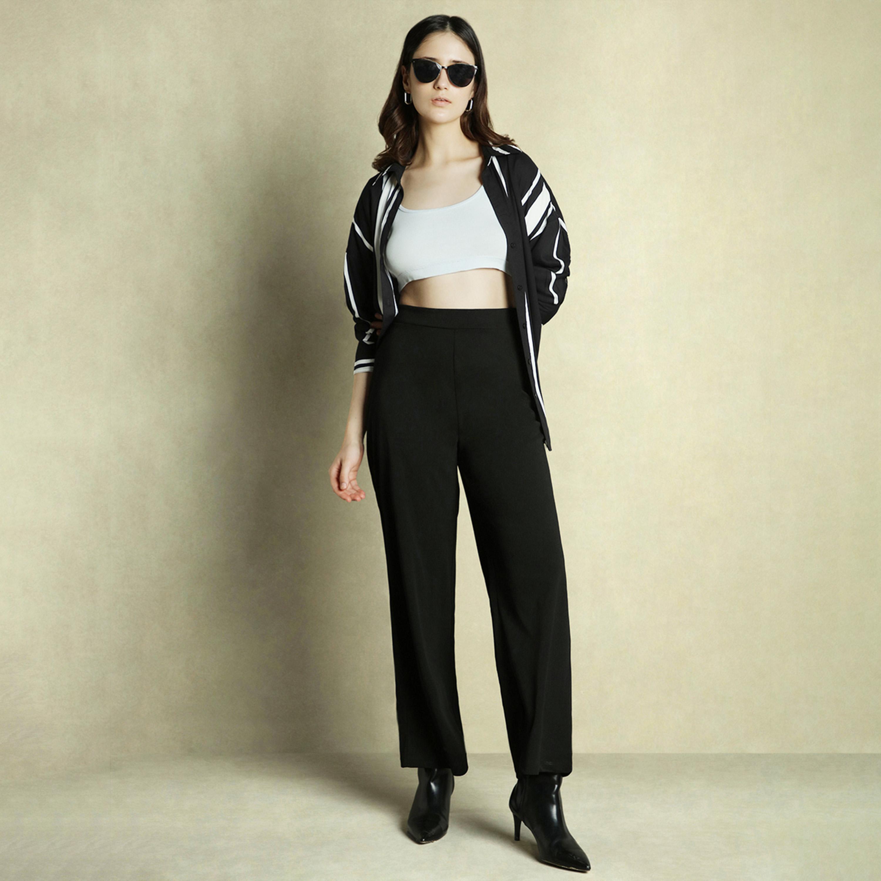 دينيس لينغو × ستايلي - بنطال بخصر متوسط الارتفاع وواسع الساق ومناسب للارتداء-women-clothing-bottoms-trousers-image-5