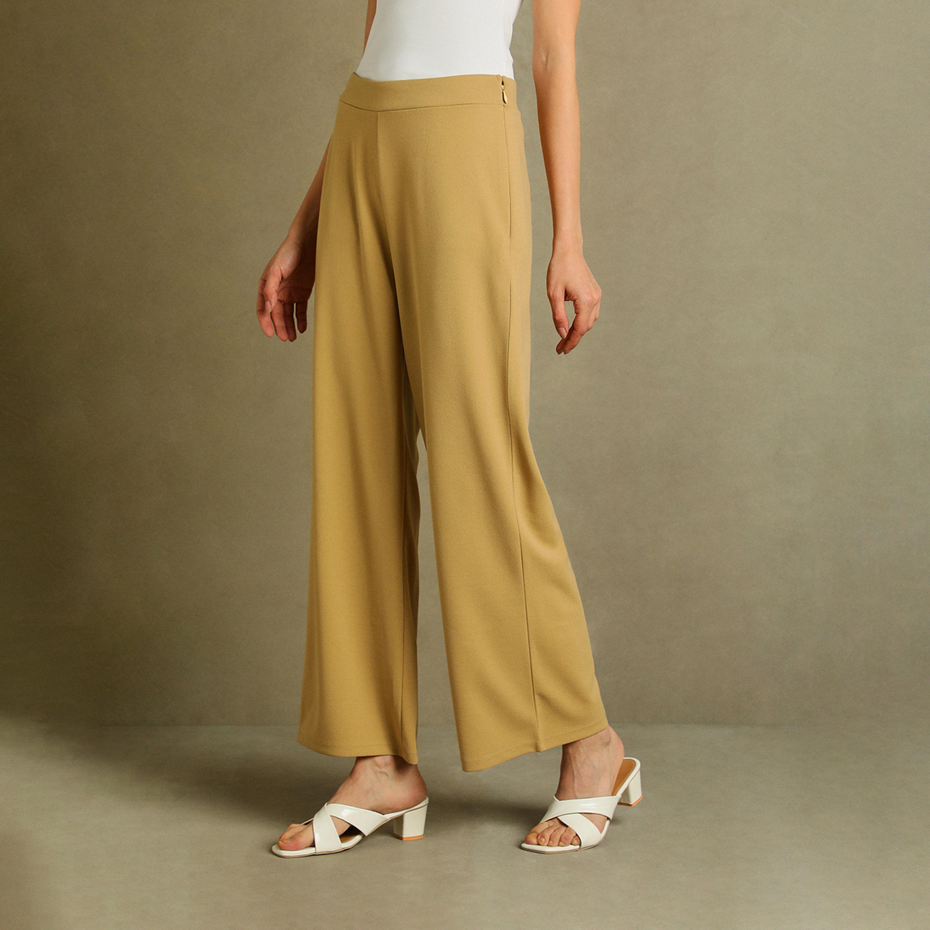 دينيس لينغو × ستايلي - بنطال بخصر متوسط الارتفاع وواسع الساق ومناسب للارتداء-women-clothing-bottoms-trousers-image-2