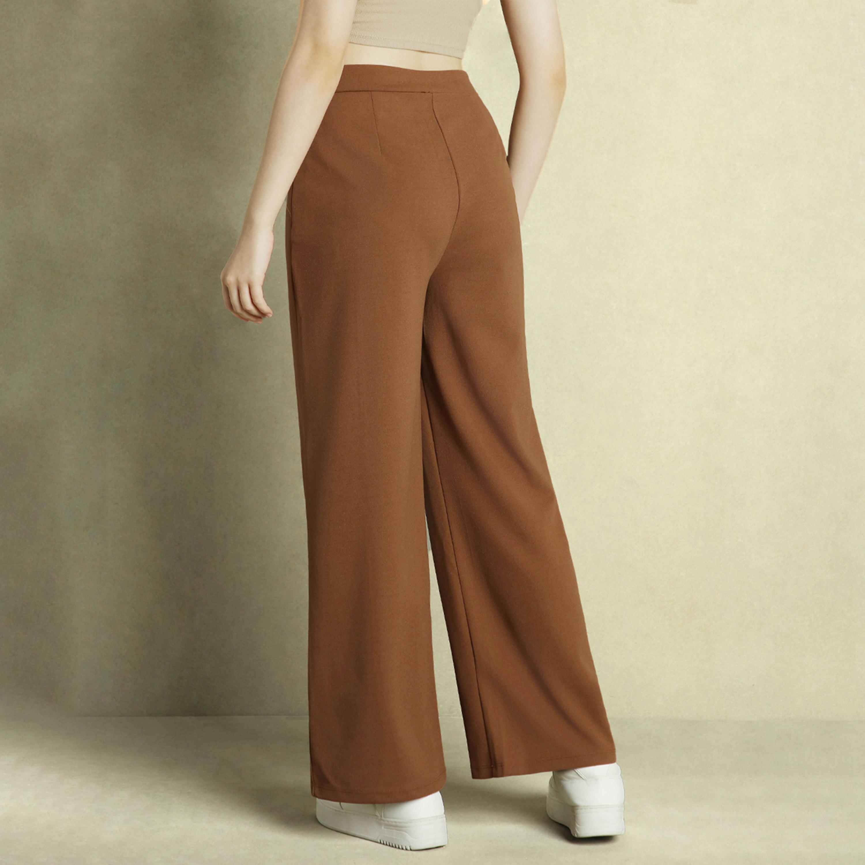 دينيس لينغو × ستايلي - بنطال بخصر متوسط الارتفاع وواسع الساق ومناسب للارتداء-women-clothing-bottoms-trousers-image-3