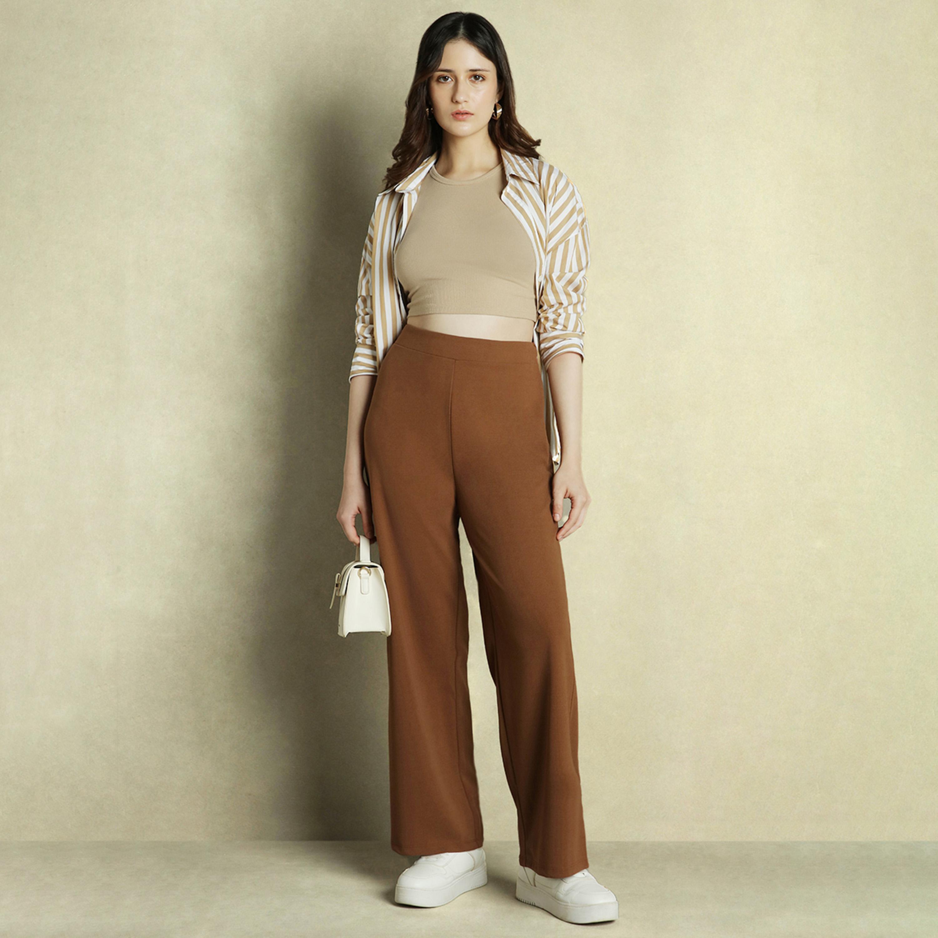دينيس لينغو × ستايلي - بنطال بخصر متوسط الارتفاع وواسع الساق ومناسب للارتداء-women-clothing-bottoms-trousers-image-5
