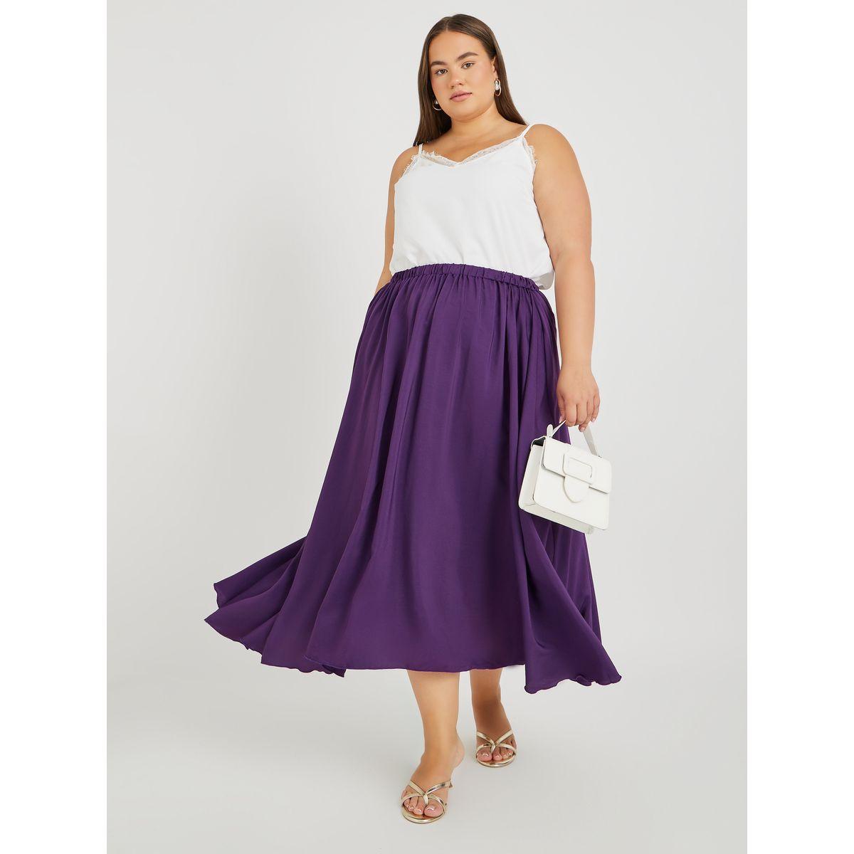 تنورة طويلة بمقاس كبير وخصر مطاطي-women-clothing-bottoms-skirts-image-1