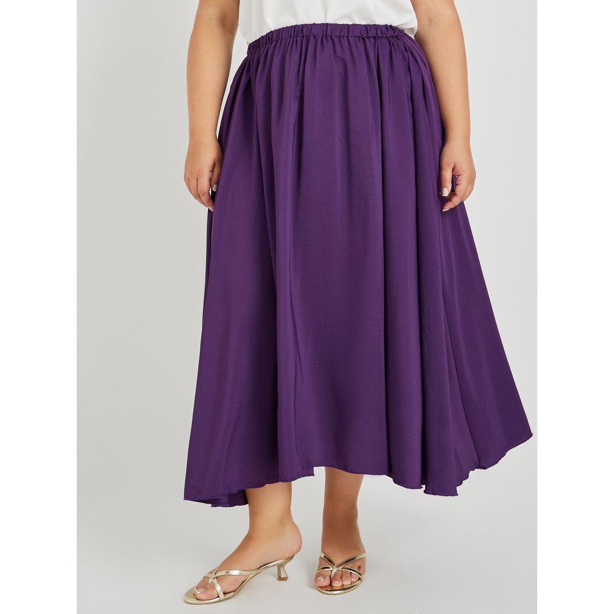 تنورة طويلة بمقاس كبير وخصر مطاطي-women-clothing-bottoms-skirts-image-2